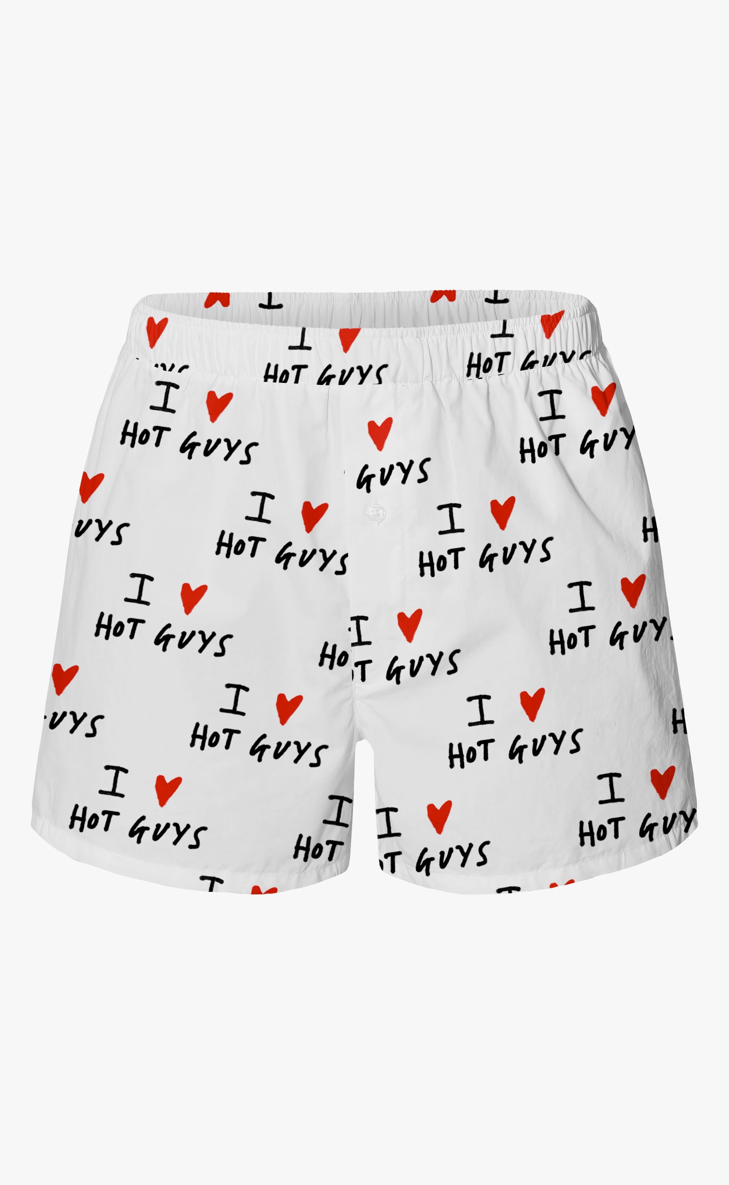 'I ❤️ HOT GUYS' White Boxer - Patrick Church