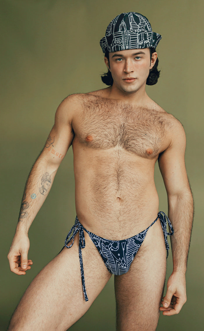 'Get In Line' Side Tie Swim Brief - Patrick Church