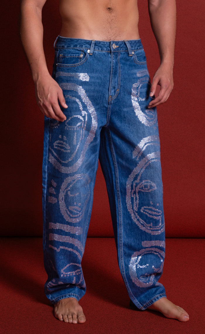 Rhinestone' All Over You' Blue Jeans - Patrick Church