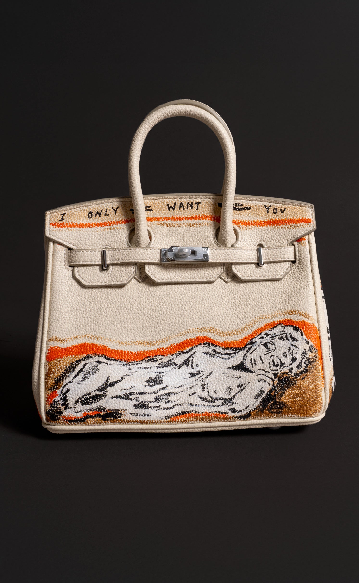 Medium Painted Vegan Leather Tote, 10x5x7