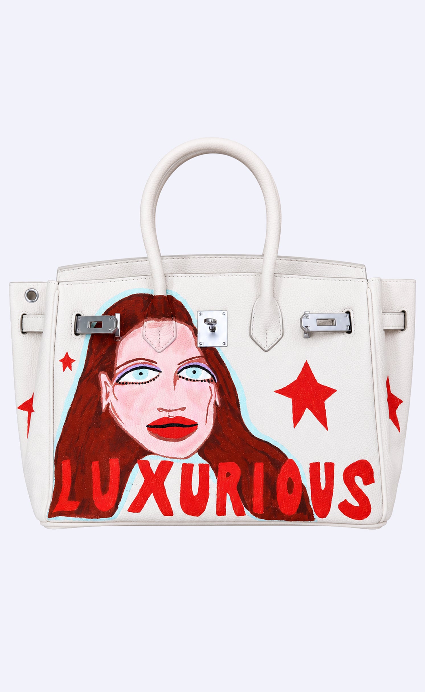 Large Painted Leather Tote, 12x9x6