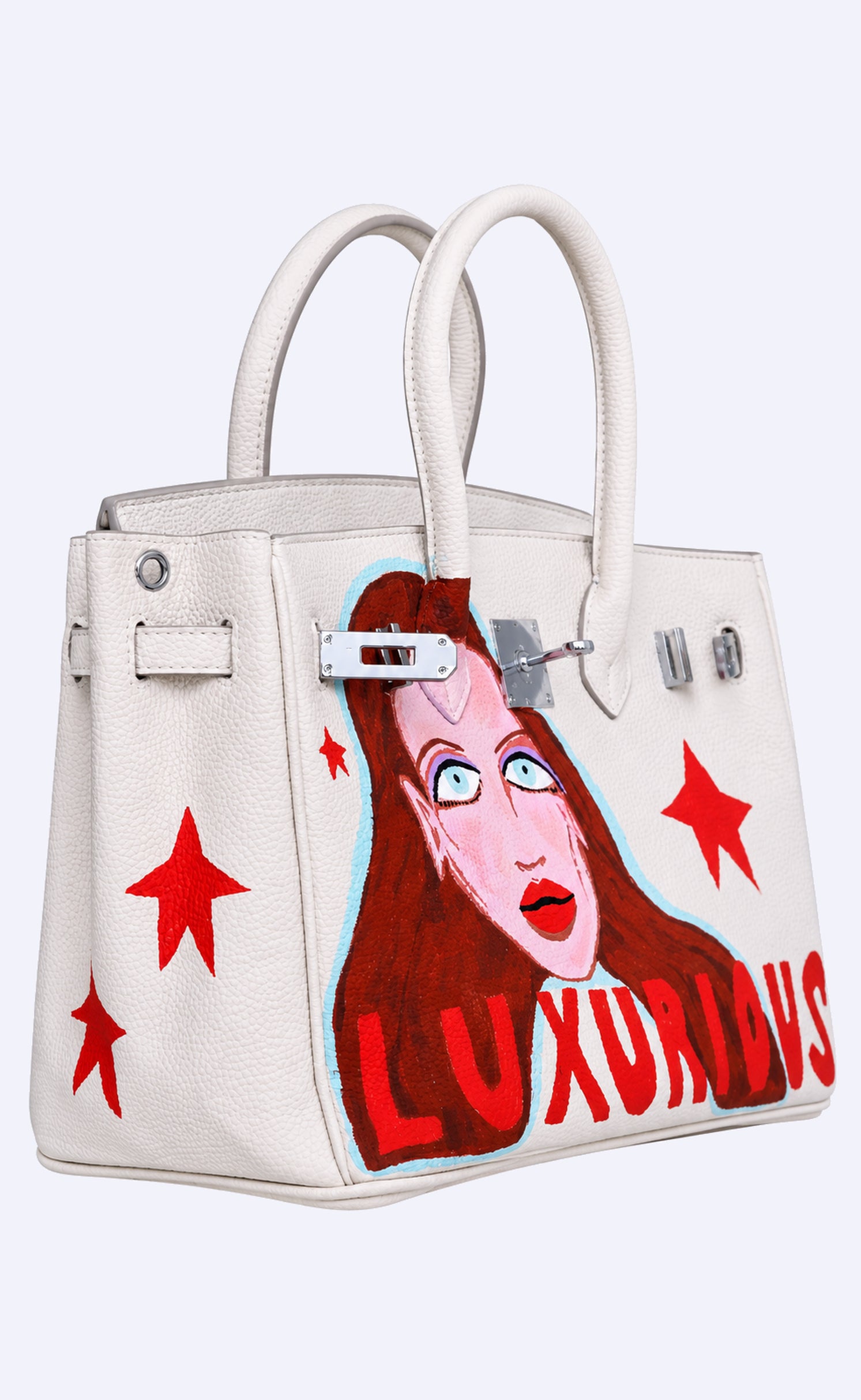 Large Painted Leather Tote, 12x9x6