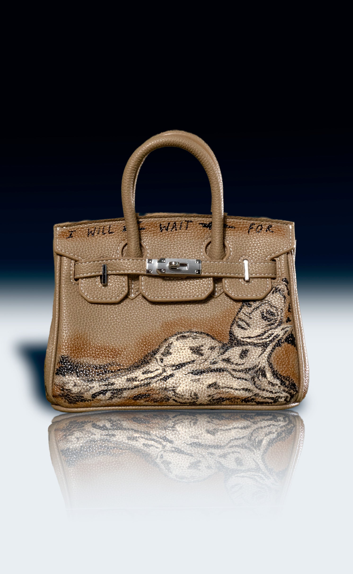 Small Painted Vegan Leather Tote, 8x4x6