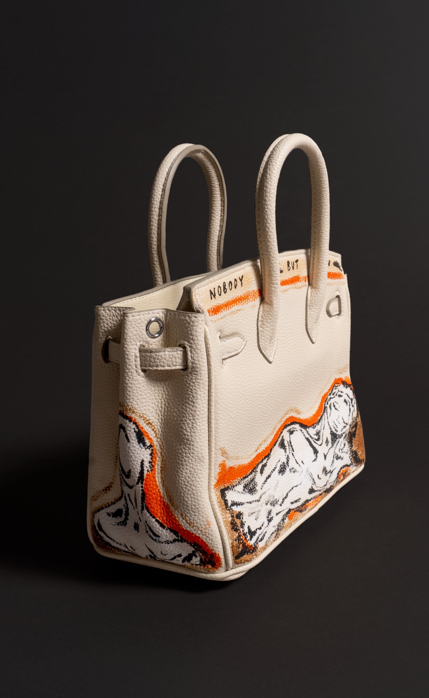 Medium Painted Vegan Leather Tote, 10x5x7