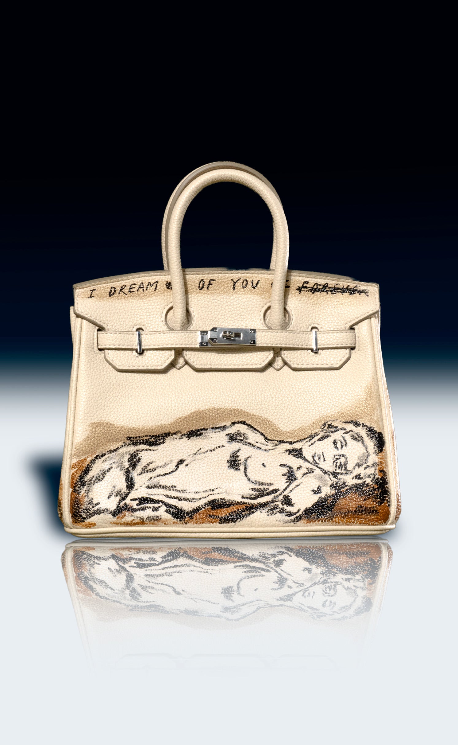 Medium Painted Vegan Leather Tote, 10x5x7