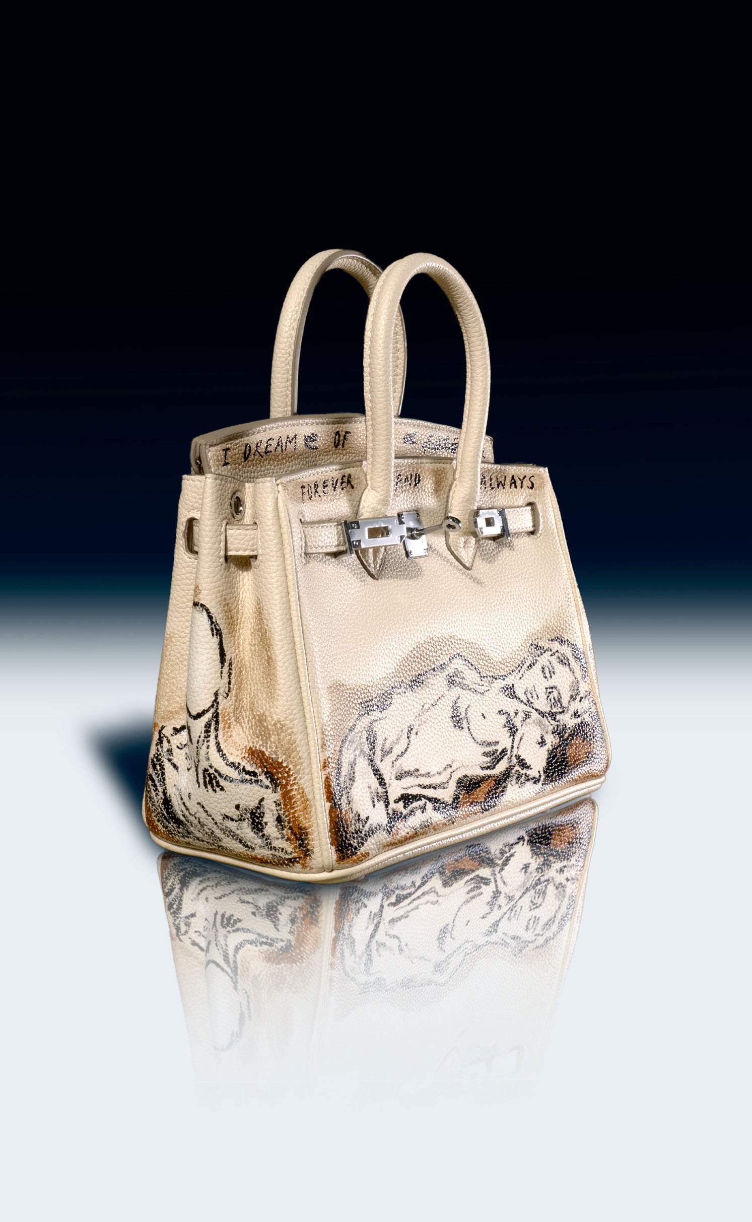 Medium Painted Vegan Leather Tote, 10x5x7
