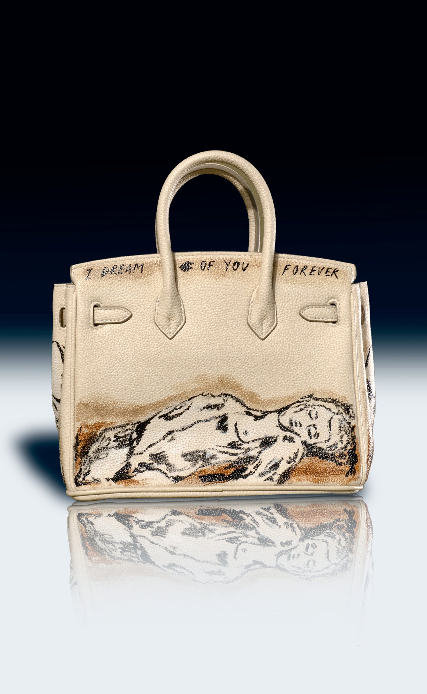Medium Painted Vegan Leather Tote, 10x5x7