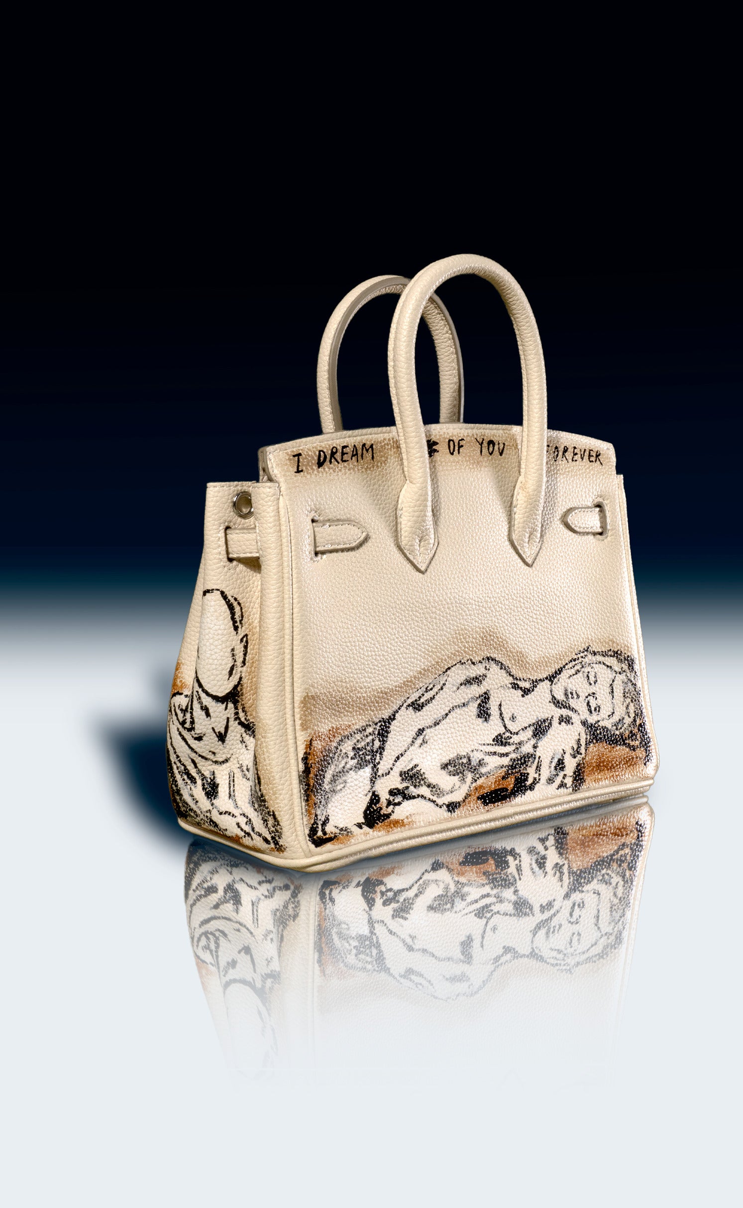 Medium Painted Vegan Leather Tote, 10x5x7