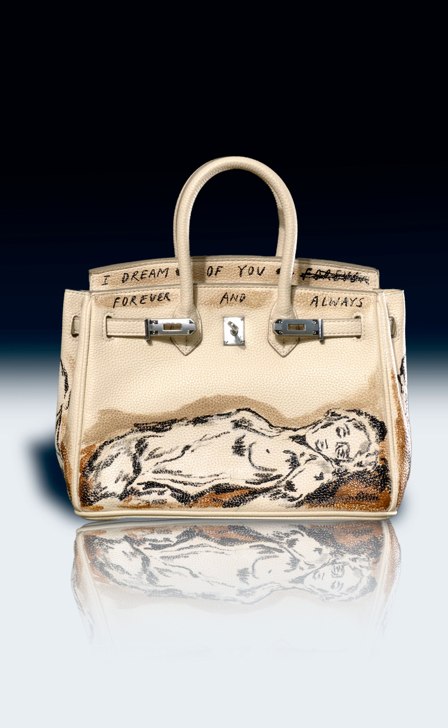 Medium Painted Vegan Leather Tote, 10x5x7