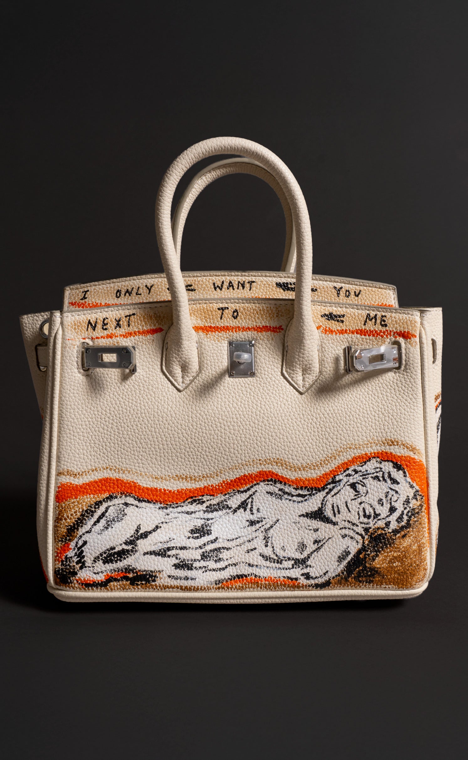 Medium Painted Vegan Leather Tote, 10x5x7