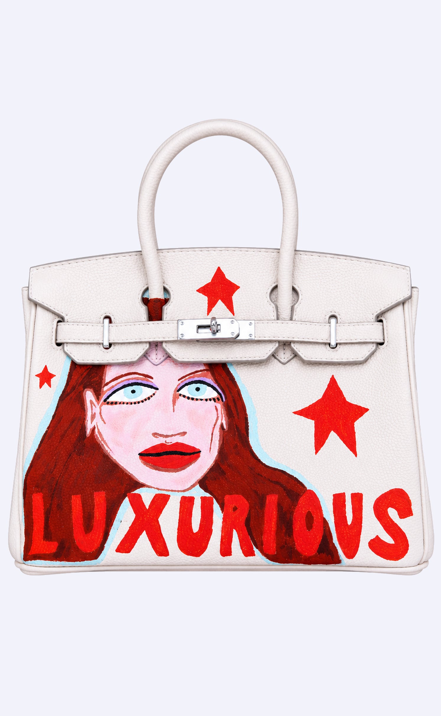 Large Painted Leather Tote, 12x9x6