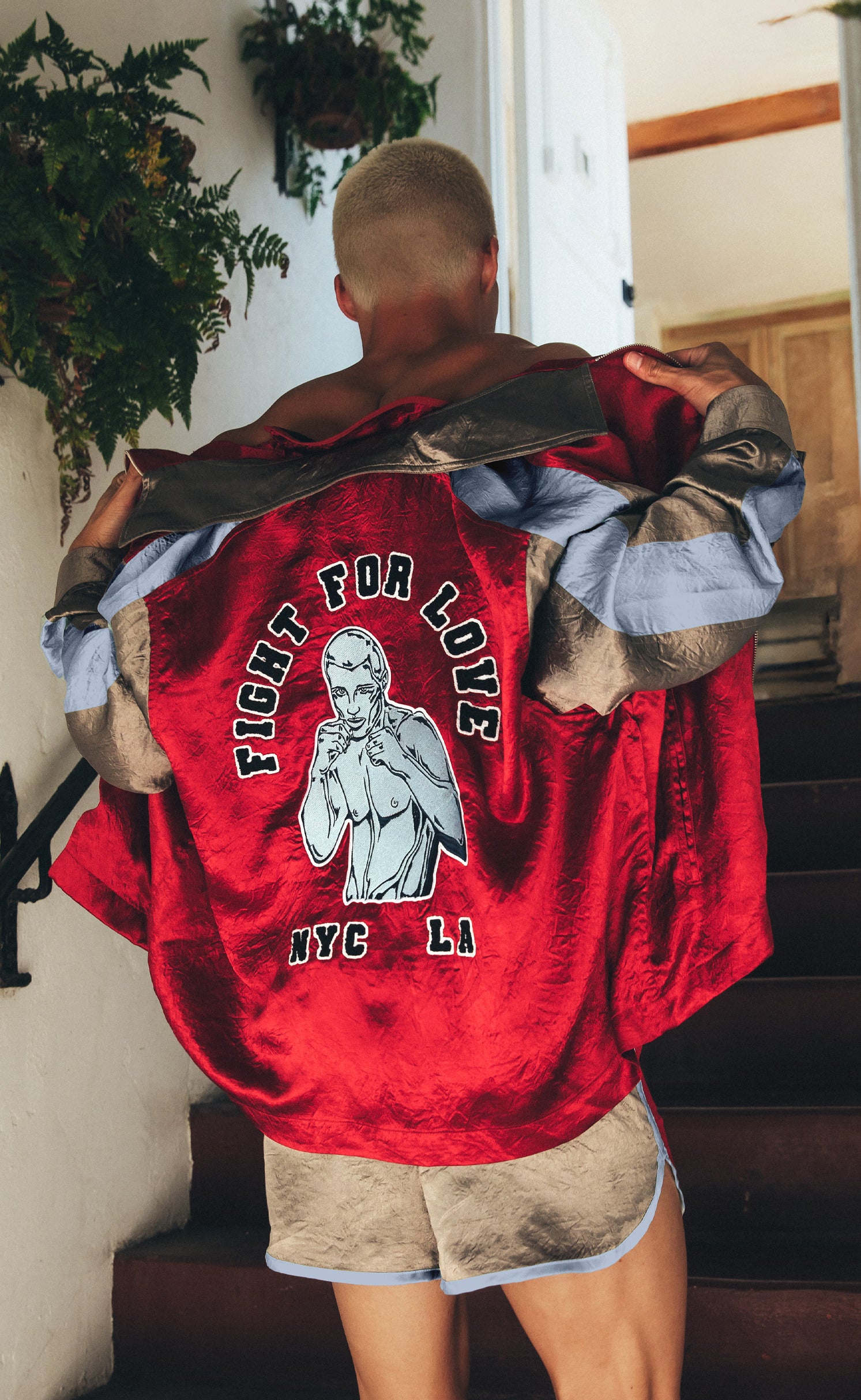 Satin 'Fight For Love' Varsity Bomber