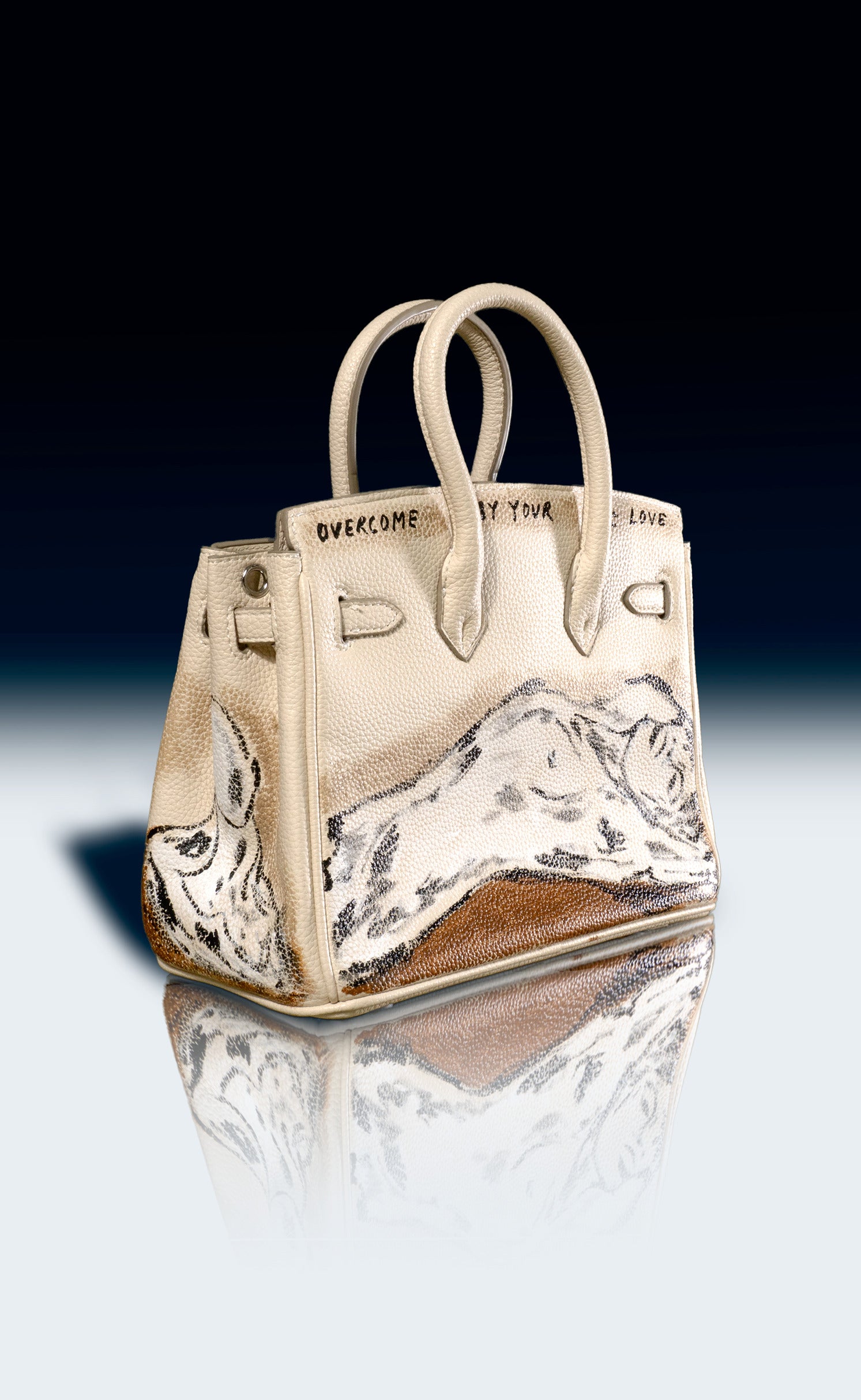 Medium Painted Vegan Leather Tote, 10x5x7