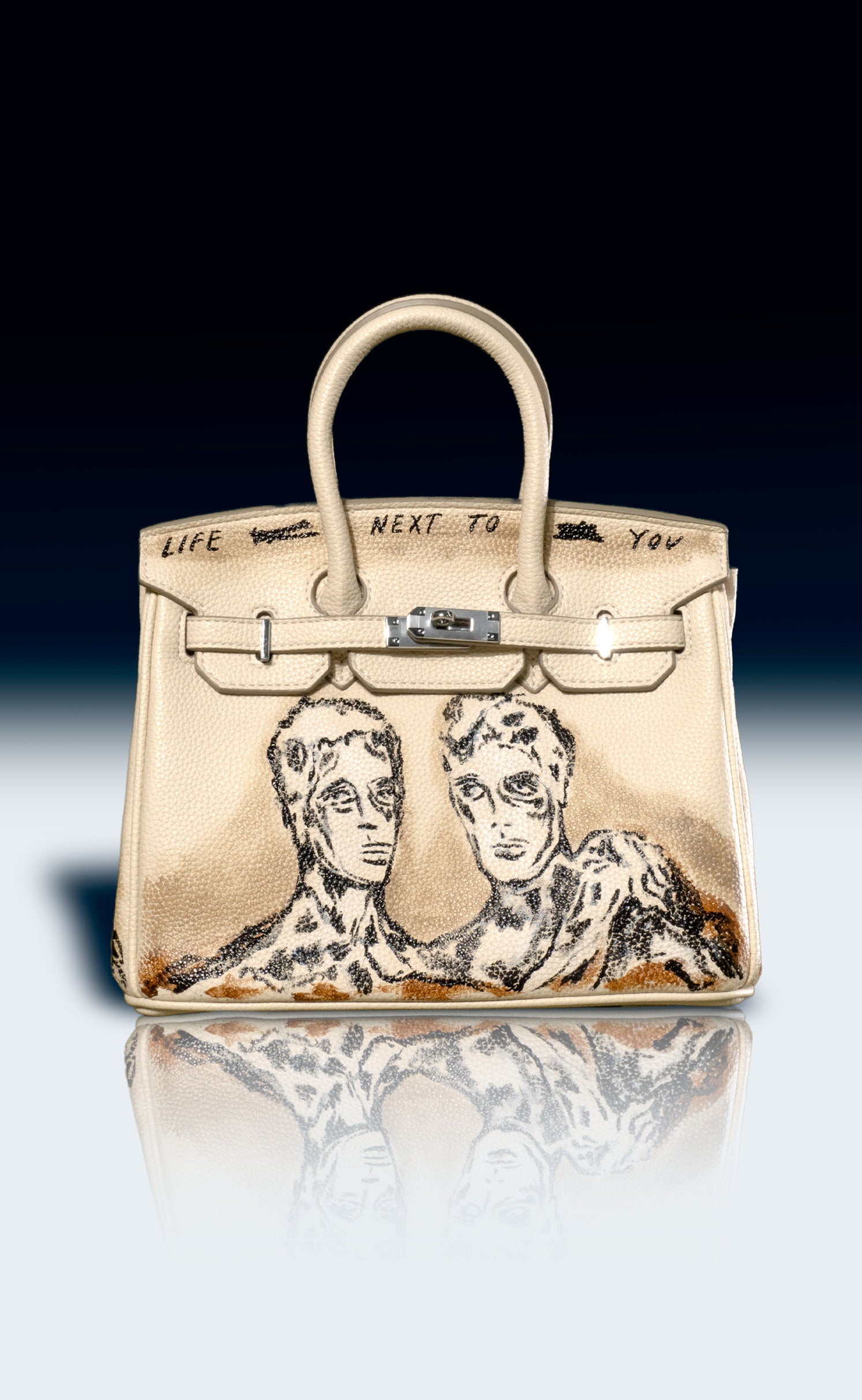 Medium Painted Vegan Leather Tote, 10x5x7