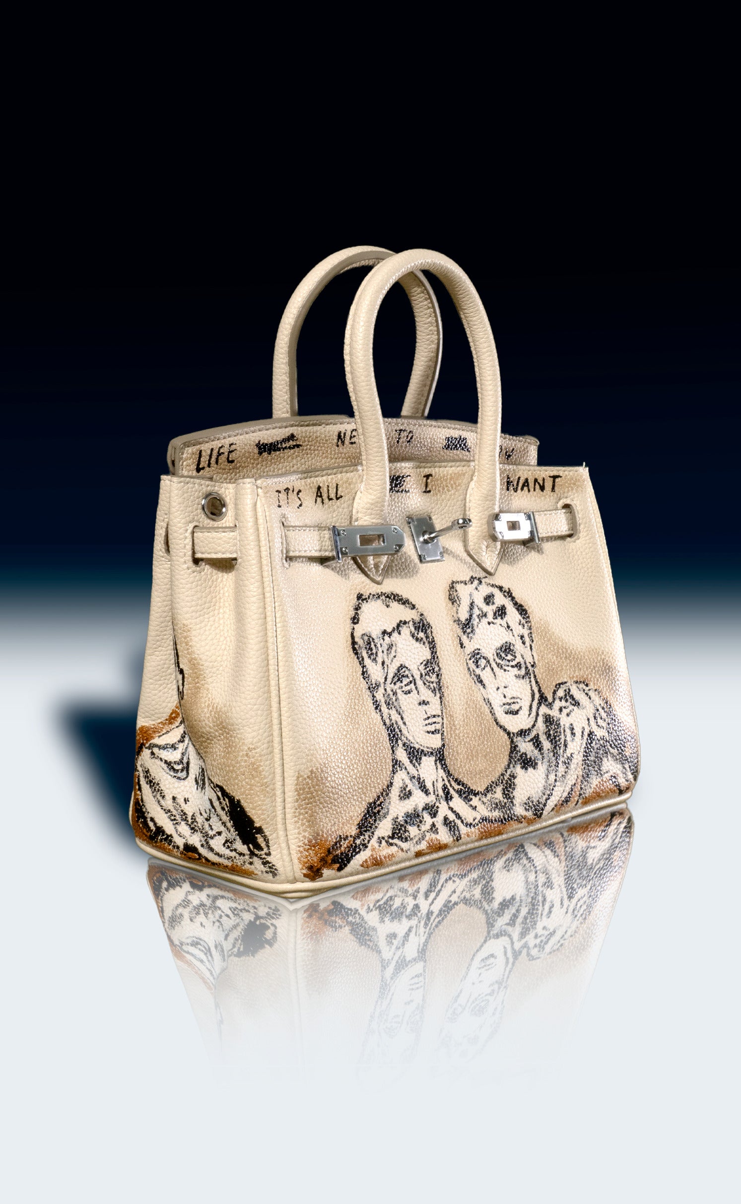 Medium Painted Vegan Leather Tote, 10x5x7