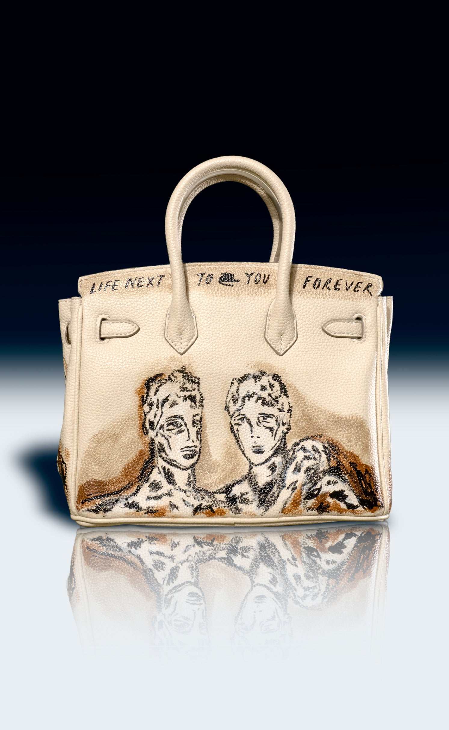 Medium Painted Vegan Leather Tote, 10x5x7