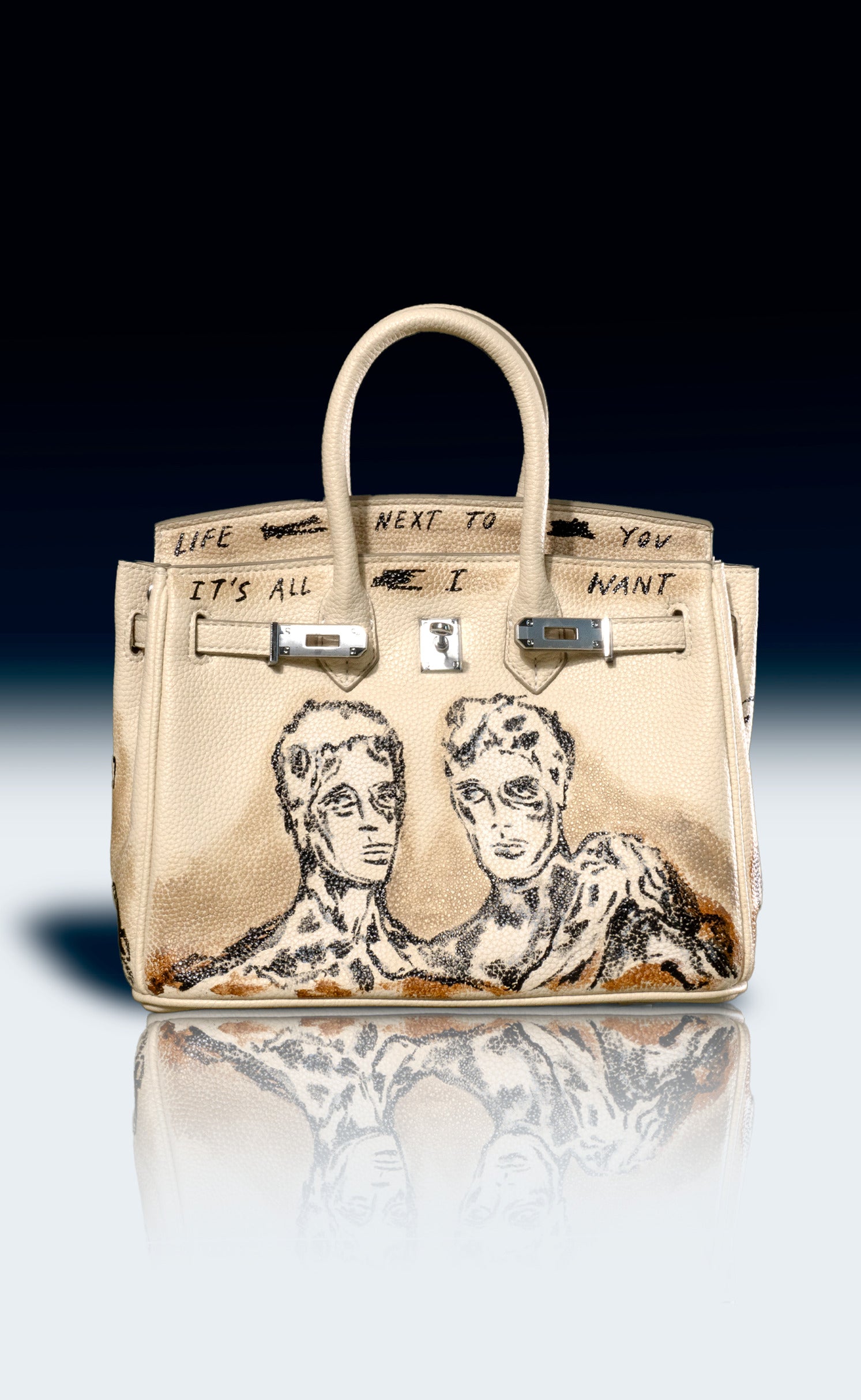 Medium Painted Vegan Leather Tote, 10x5x7