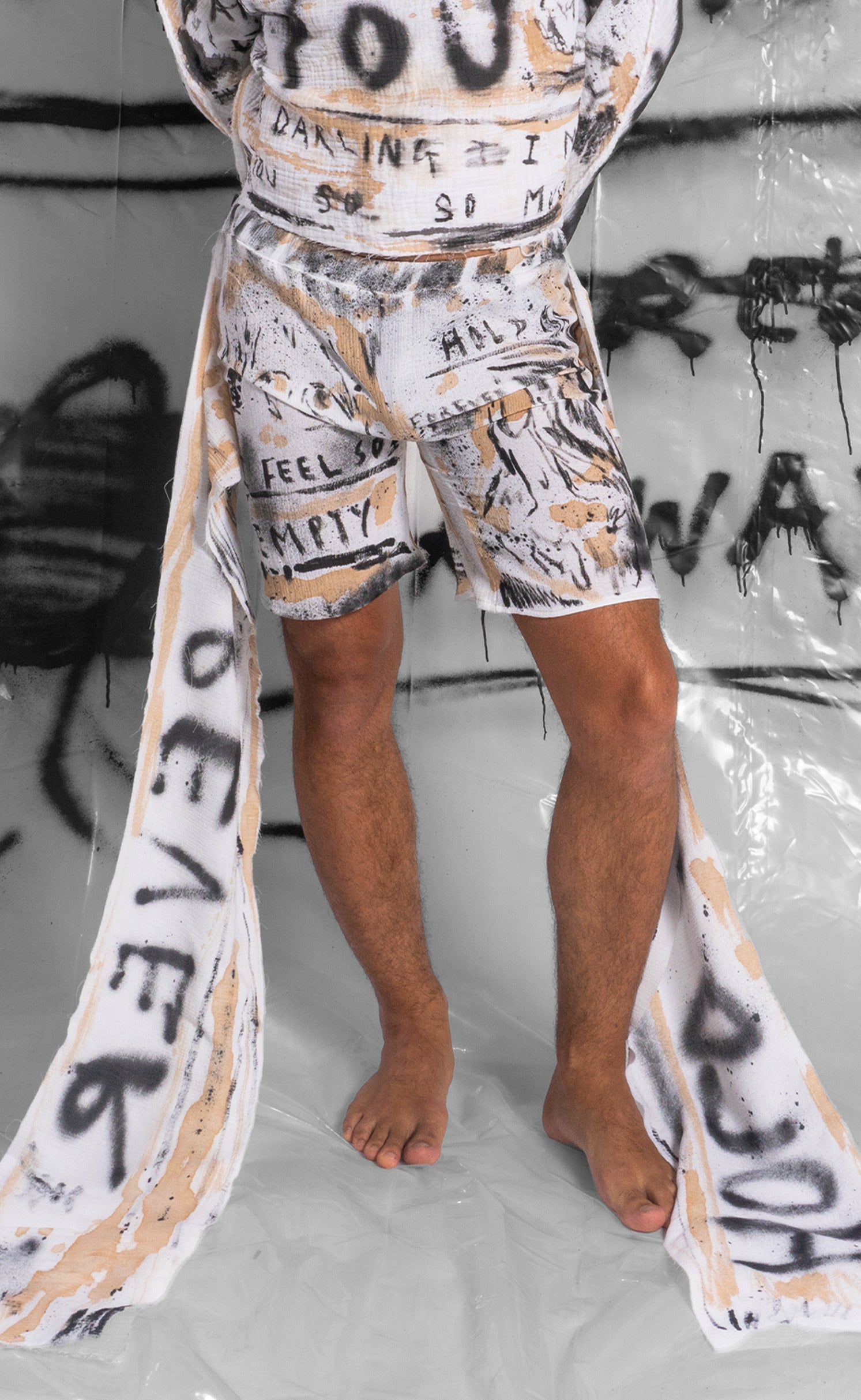 Hand Painted 'Dearest Boy' Wrap Shorts