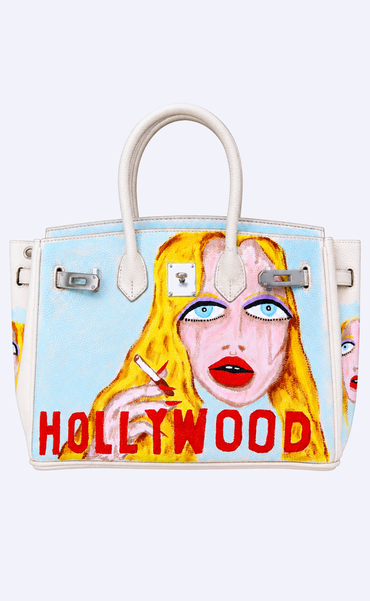Large Painted Leather Tote, 12x9x6