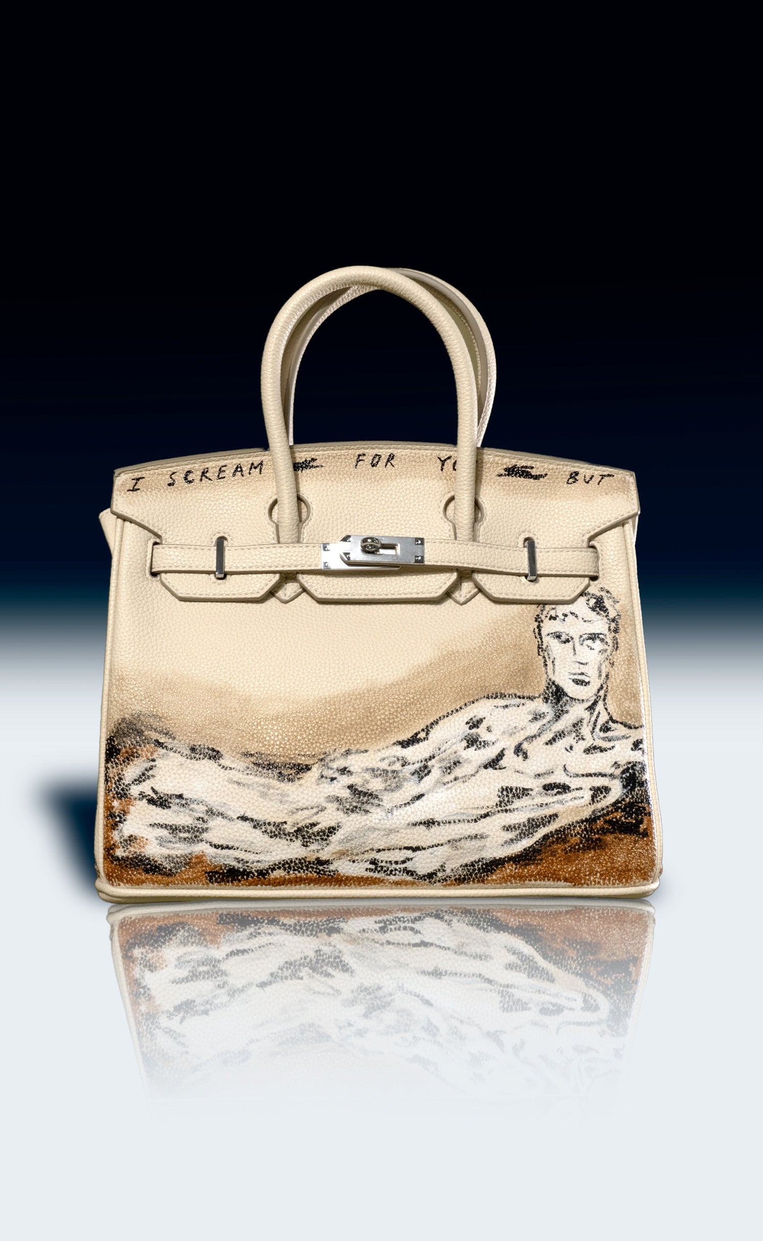 Large Painted Vegan Leather Tote, 12x9x6