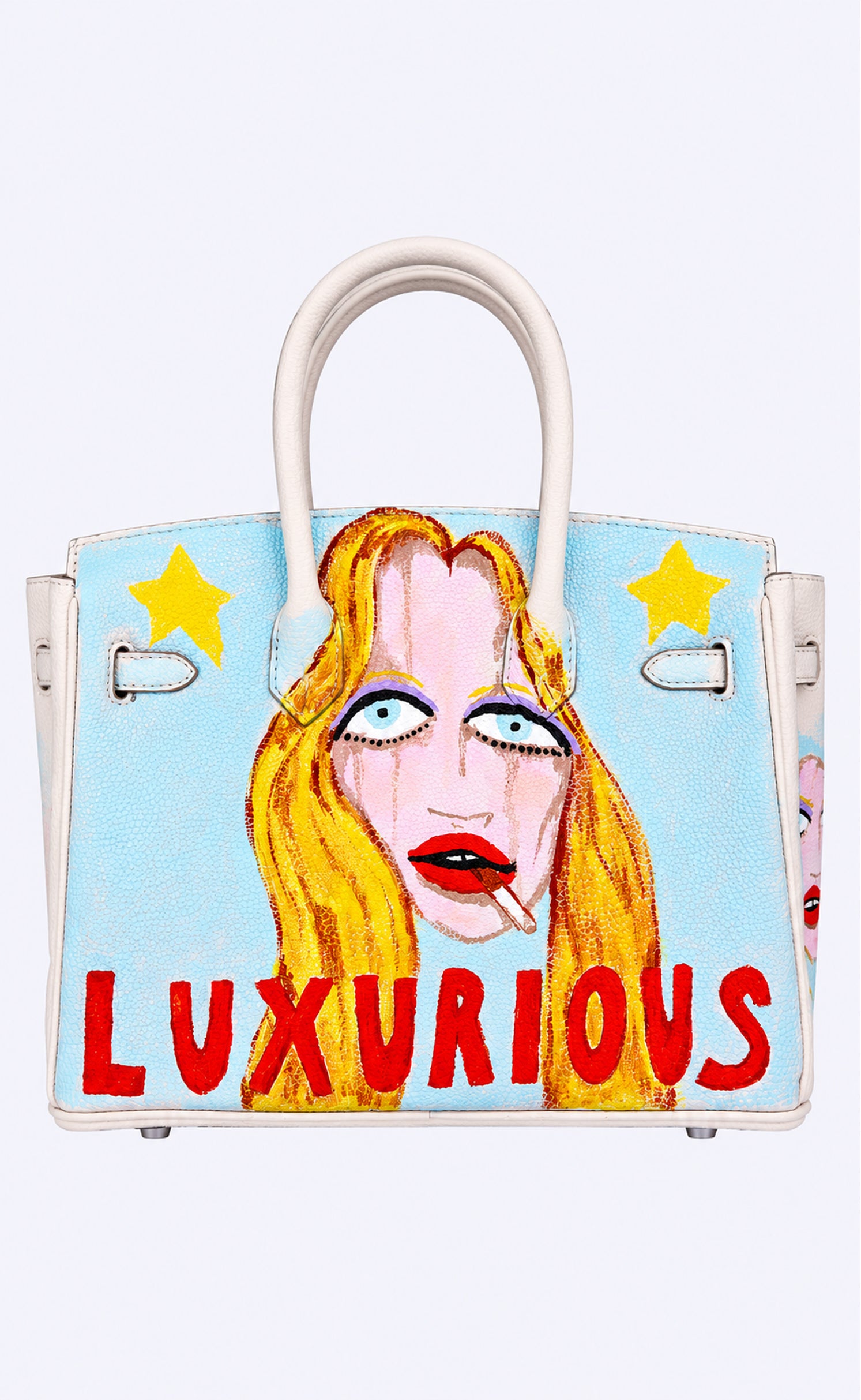 Large Painted Leather Tote, 12x9x6