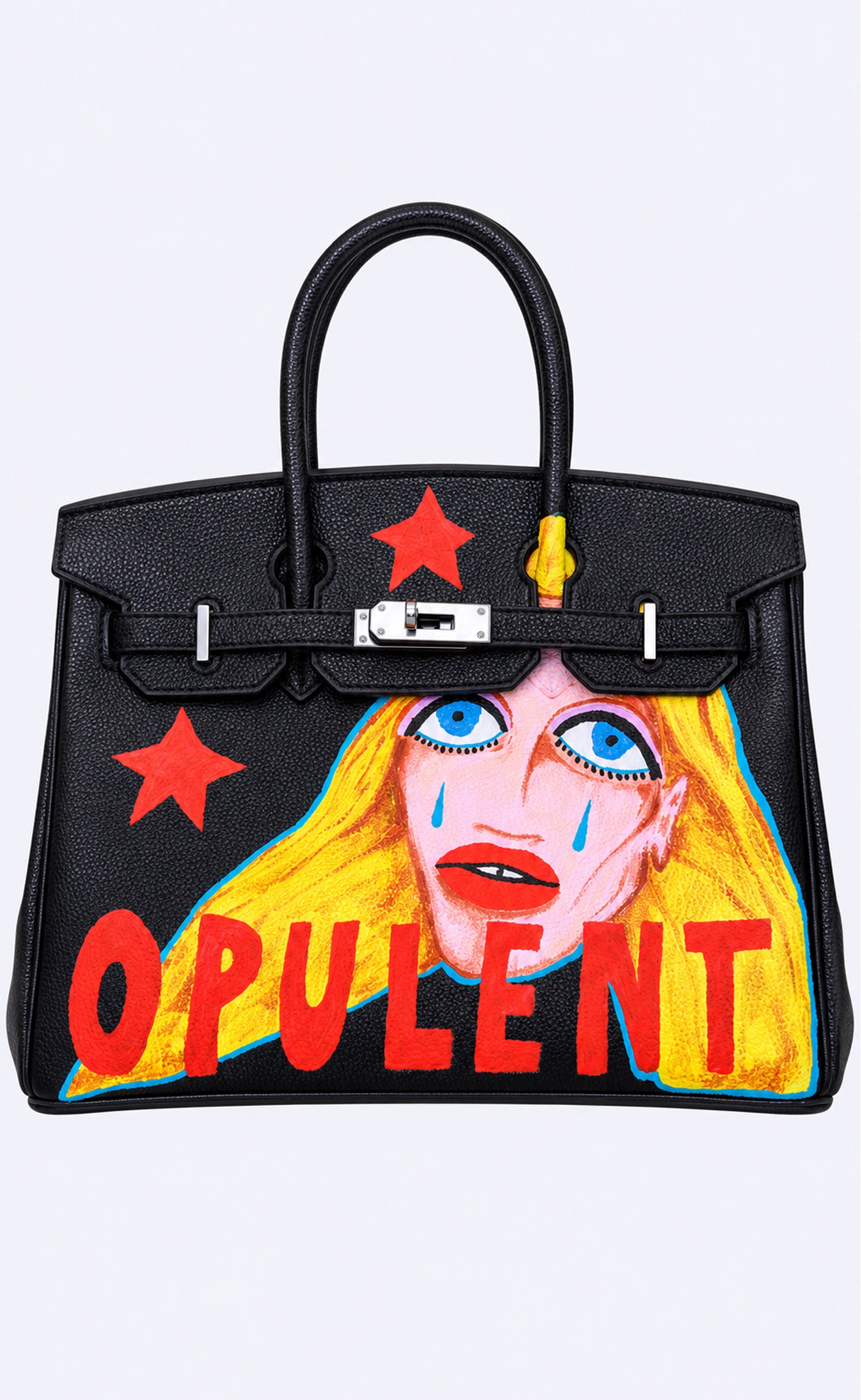 Large Painted Leather Tote, 12x9x6