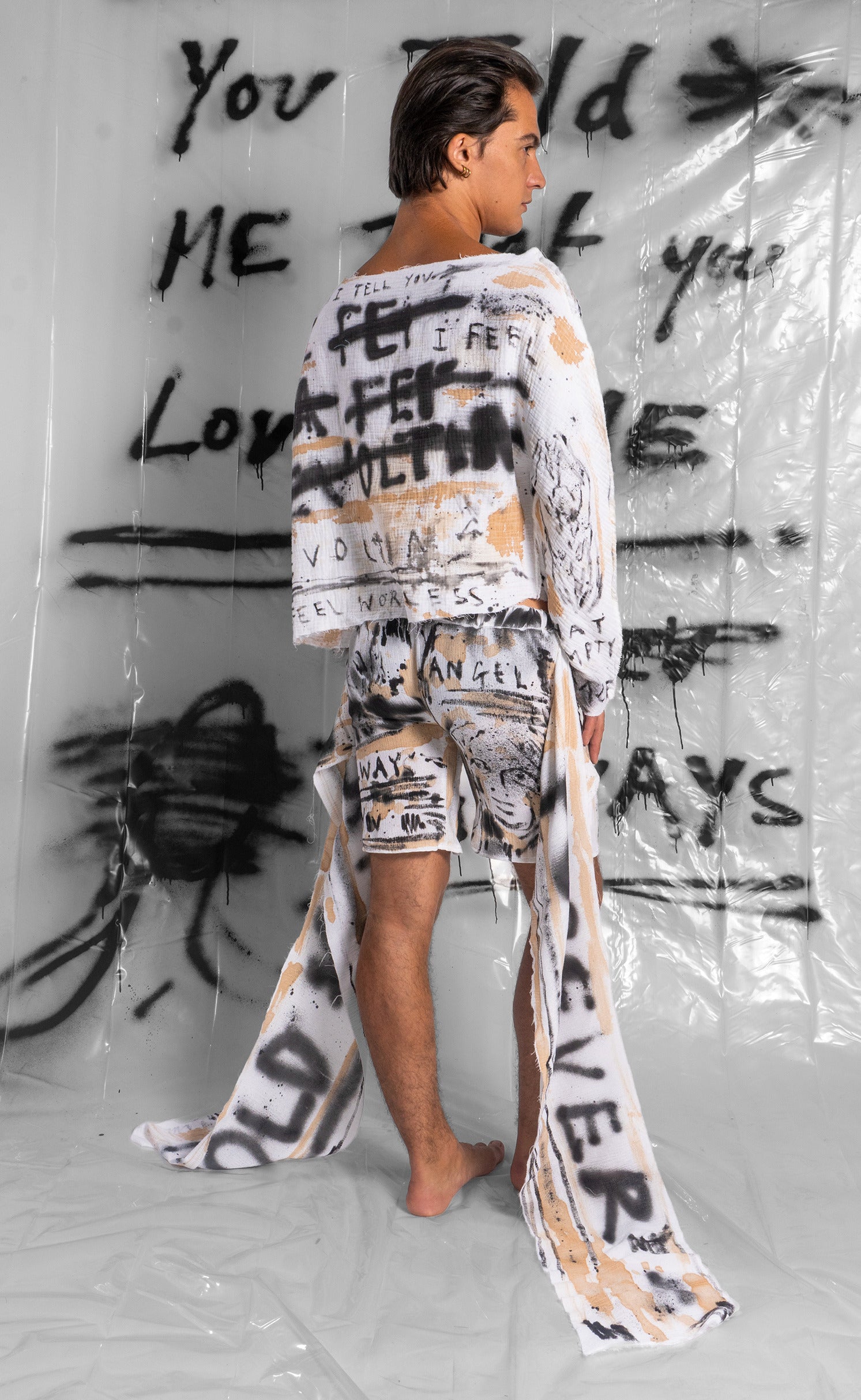 Hand Painted 'Dearest Boy' Wrap Shorts