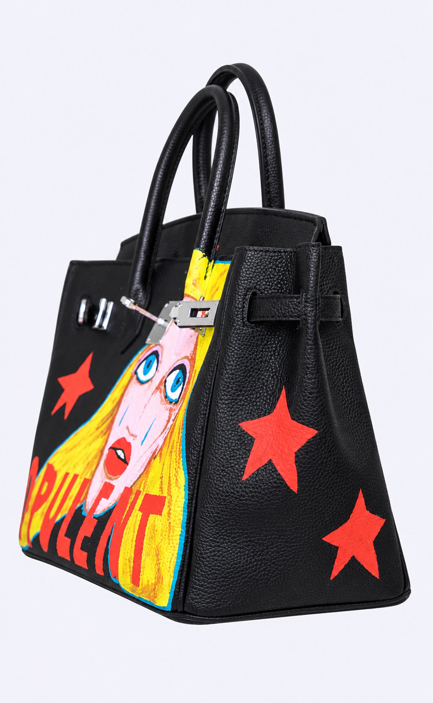 Large Painted Leather Tote, 12x9x6