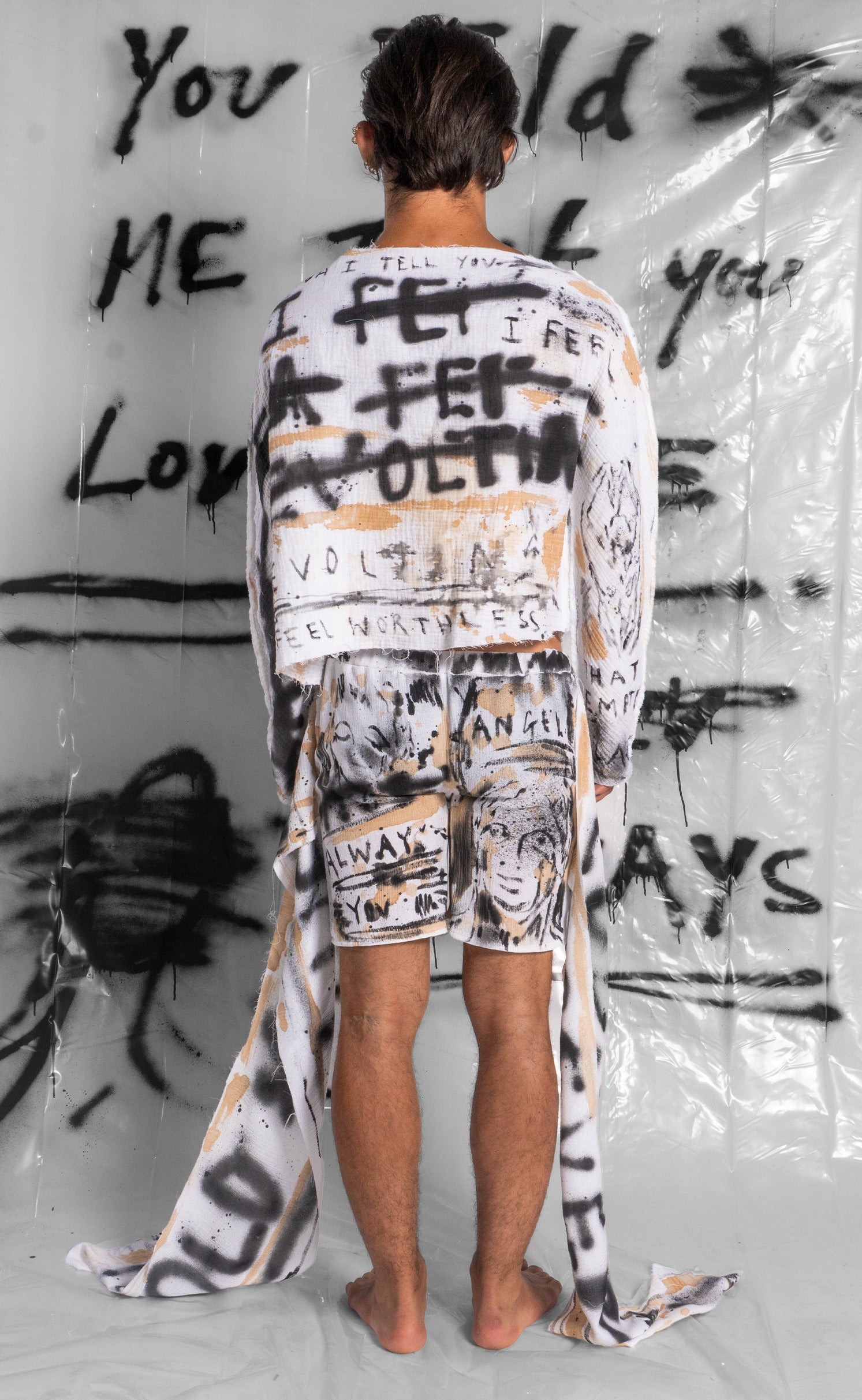 Hand Painted 'Dearest Boy' Wrap Shorts