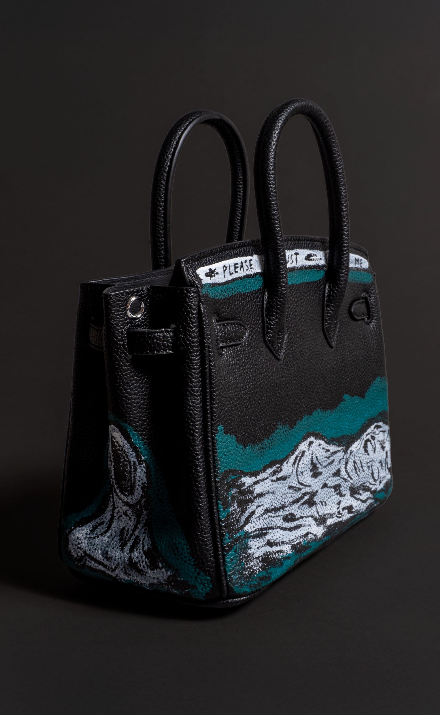 Medium Painted Vegan Leather Tote, 10x5x7