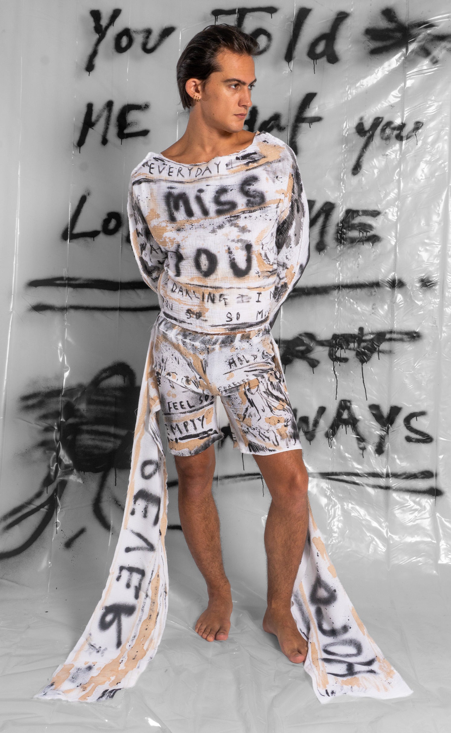 Hand Painted 'Dearest Boy' Wrap Shorts