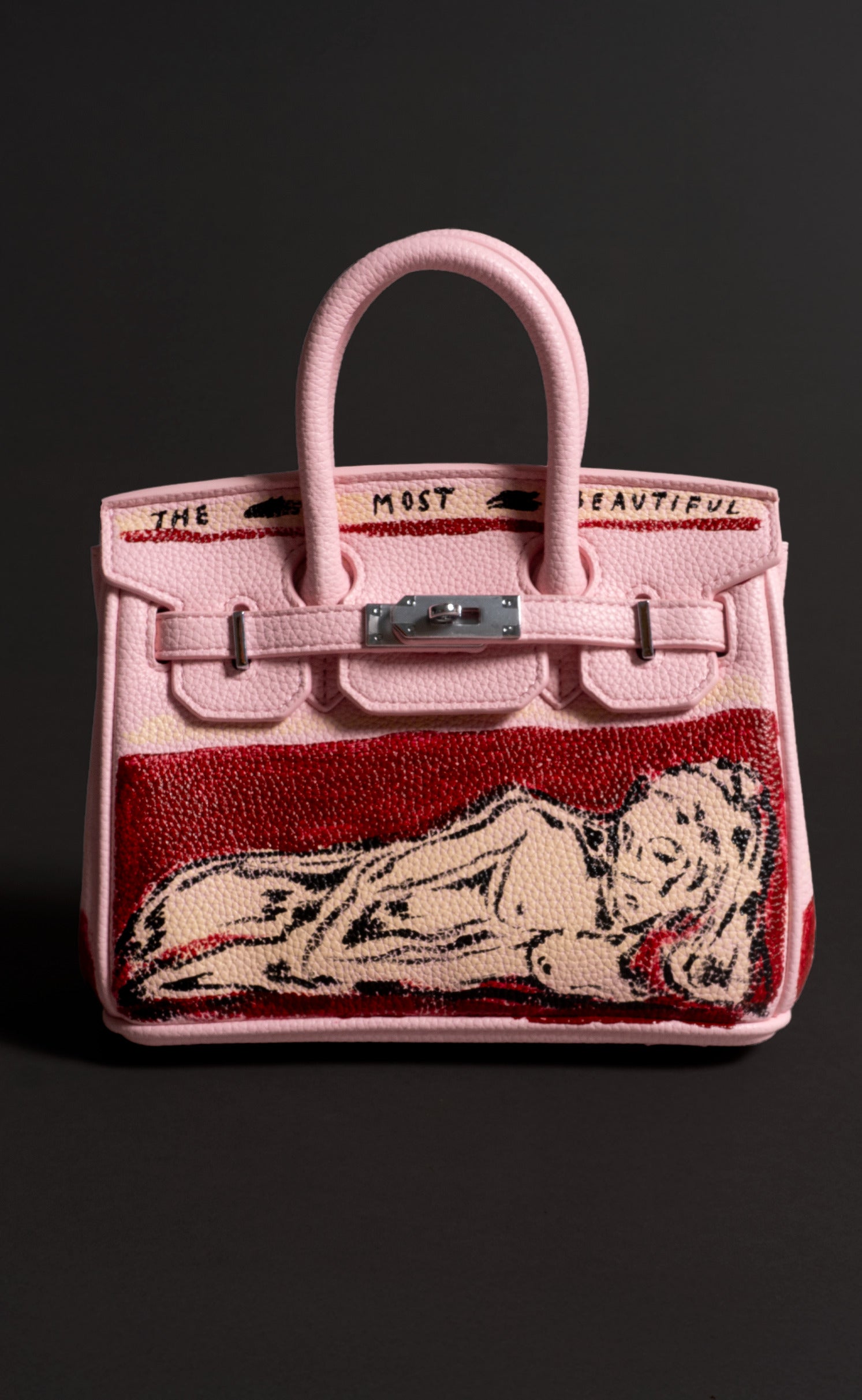 Mini Painted Vegan Leather Tote, 8x4x6