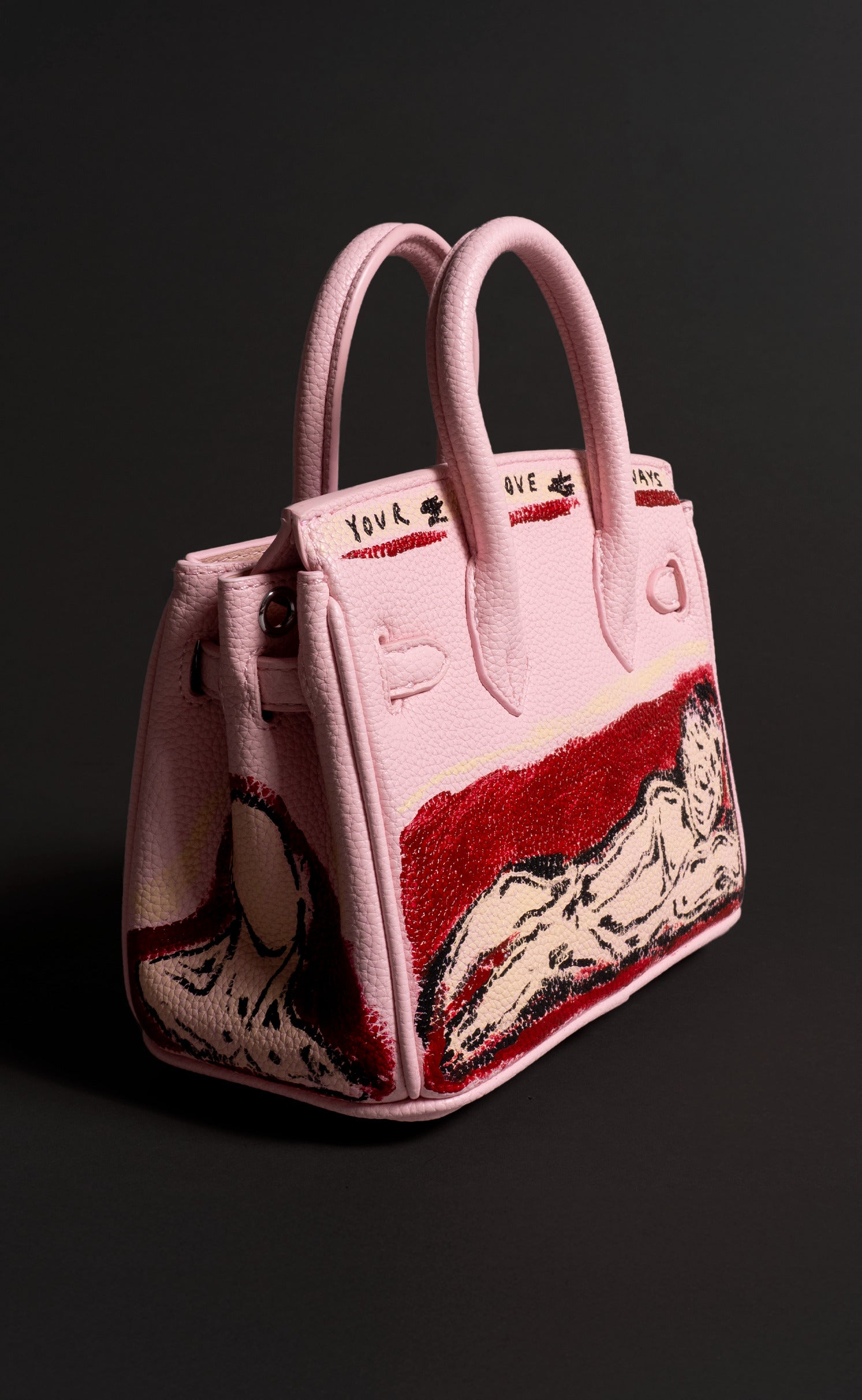 Mini Painted Vegan Leather Tote, 8x4x6