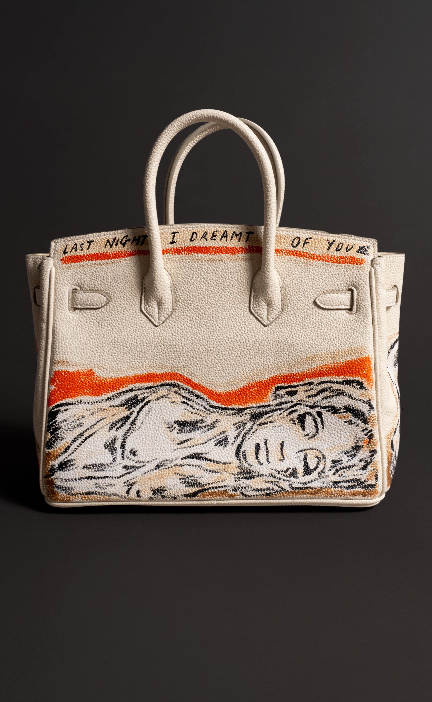 Large Painted Vegan Leather Tote, 12x9x6