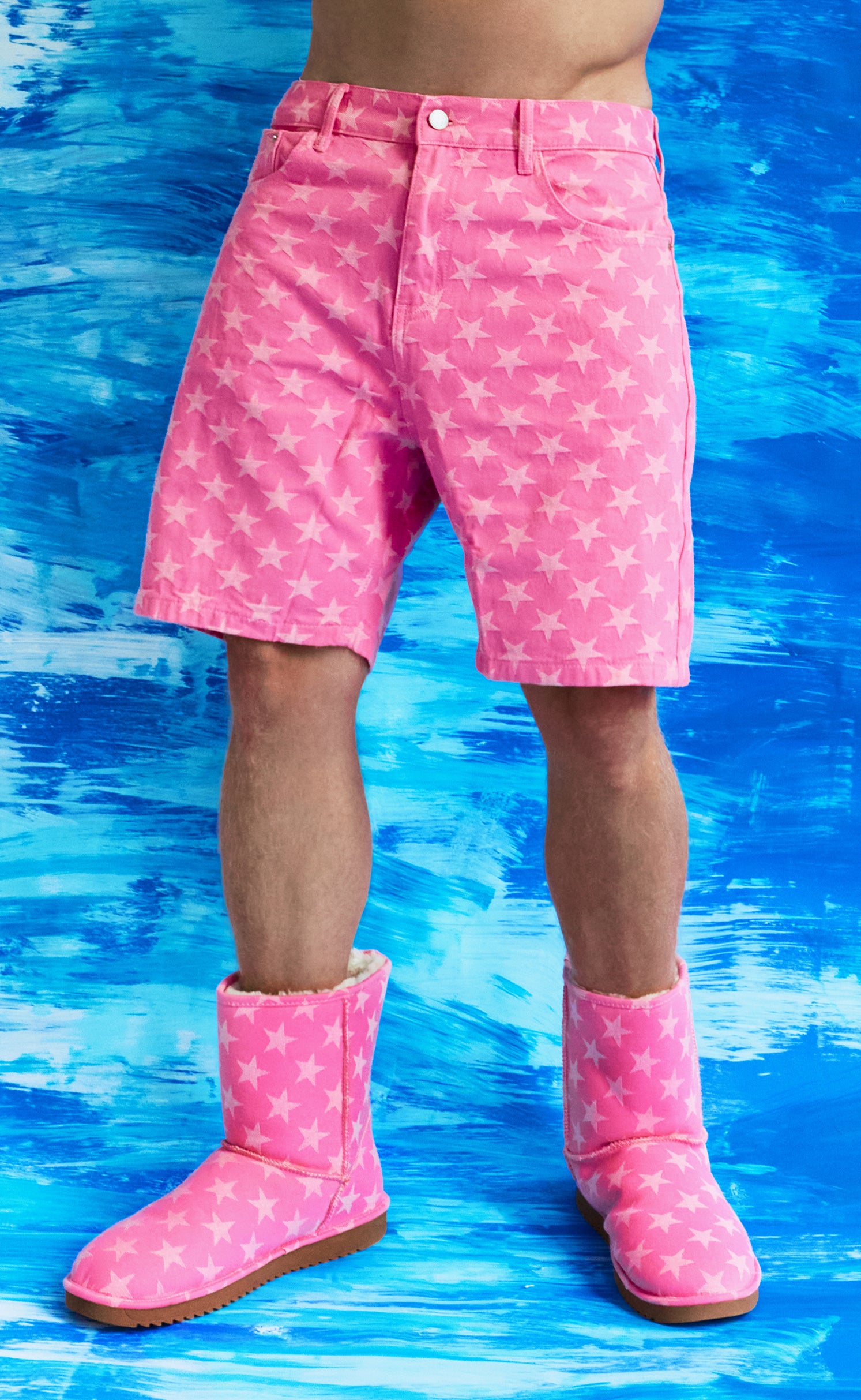 "LuckyStar" Jacquard Classic Denim Shorts