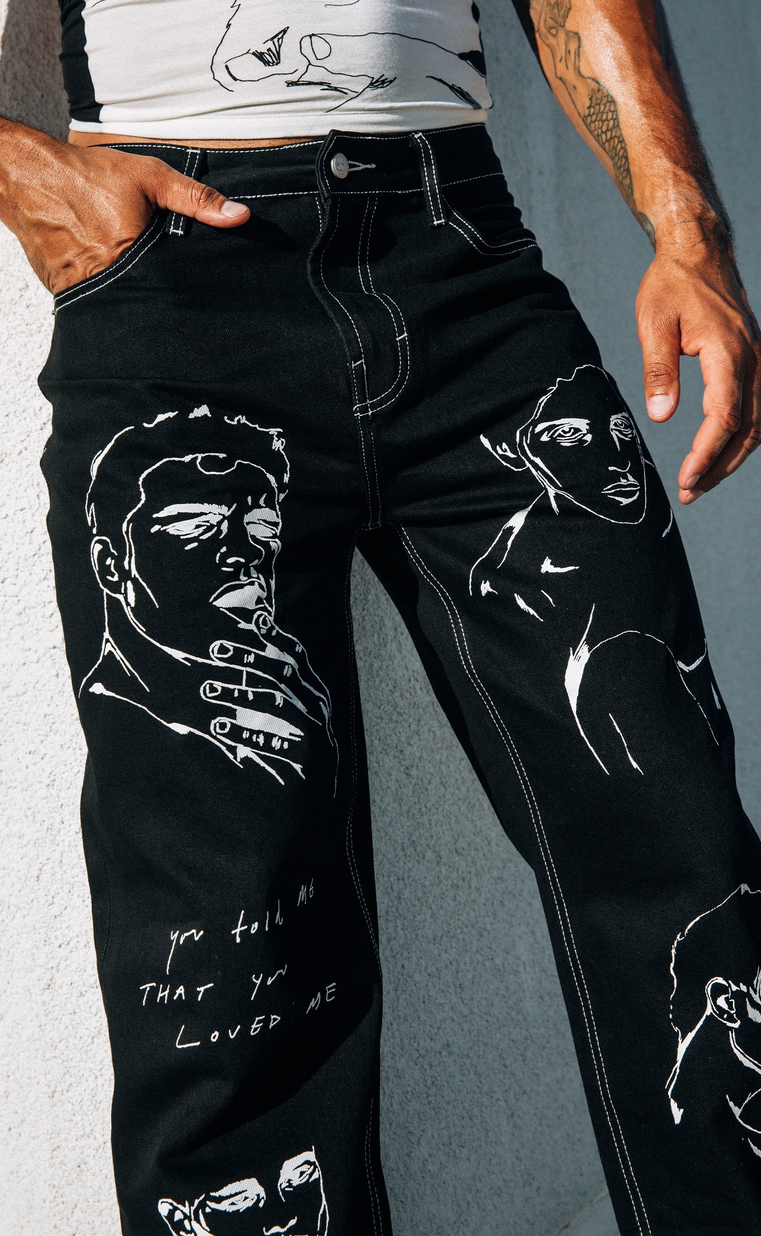 White Stitch 'Handle With Care' Jeans