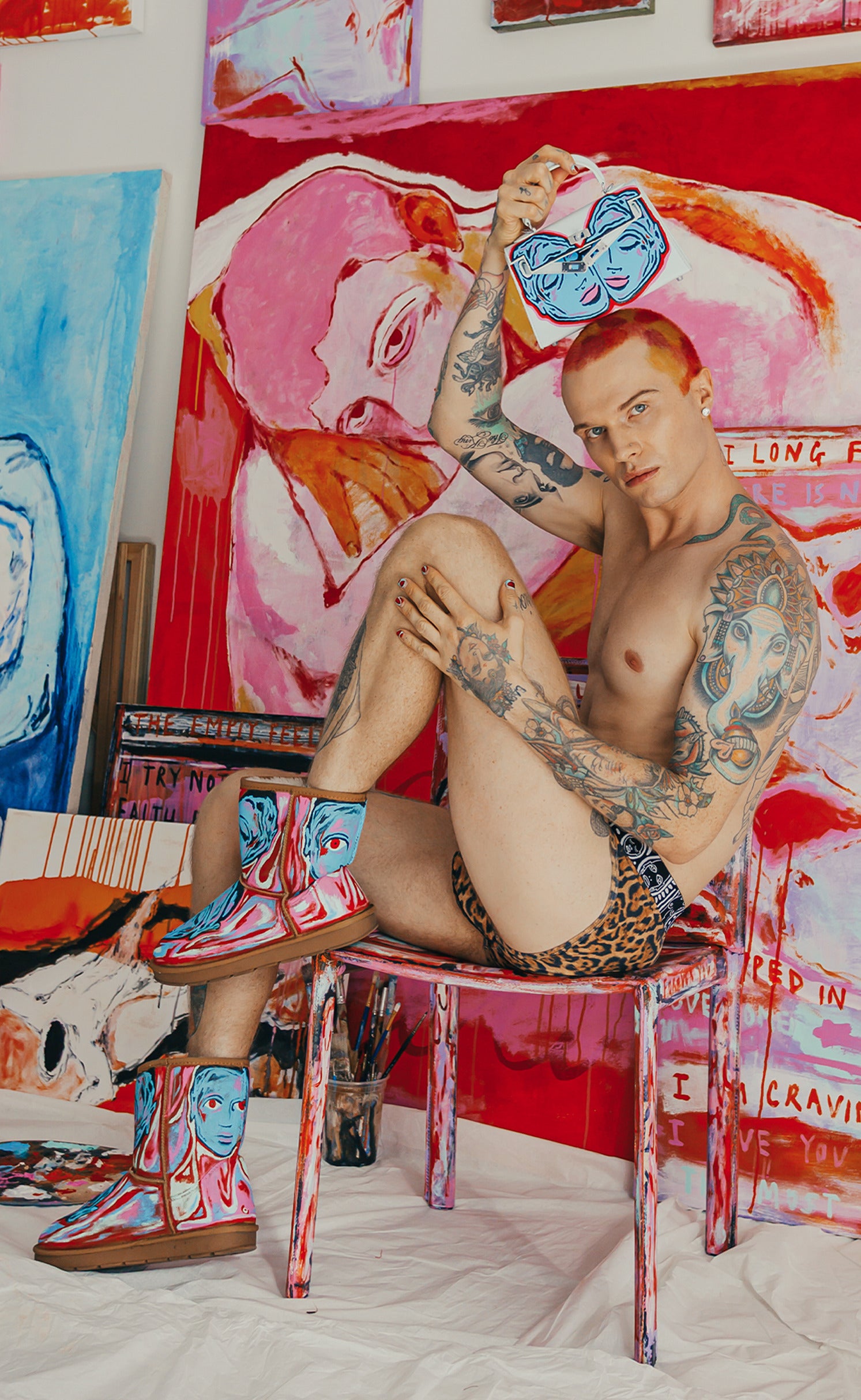 Painted Vegan Leather Tote, 8x4x6 - Patrick Church