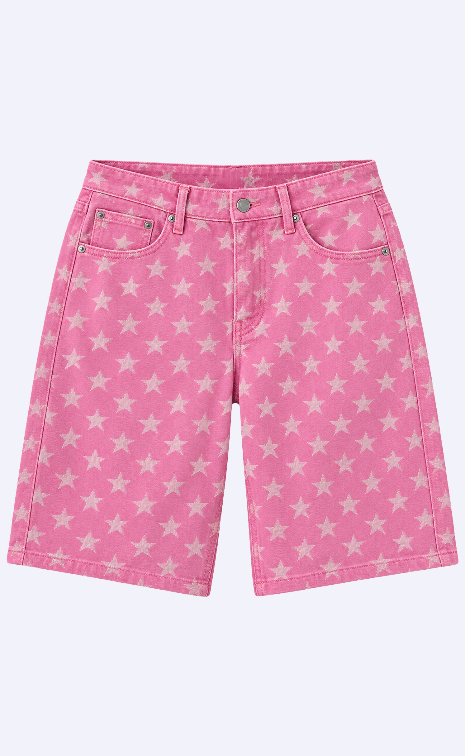 "LuckyStar" Jacquard Classic Denim Shorts