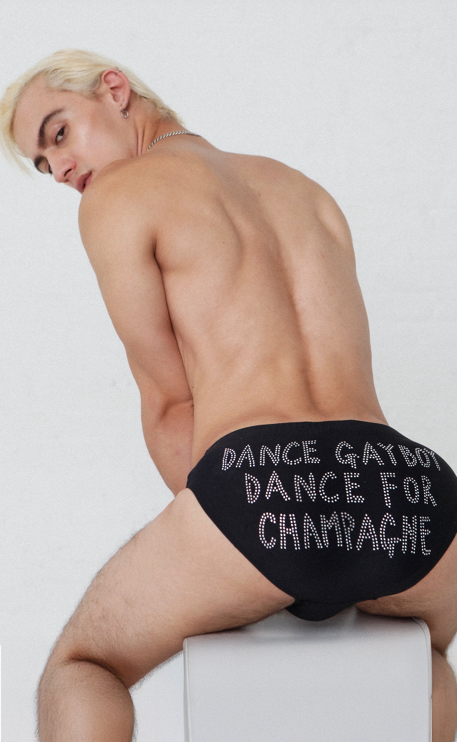 Rhinestone 'Dance For Champagne' Swim Briefs