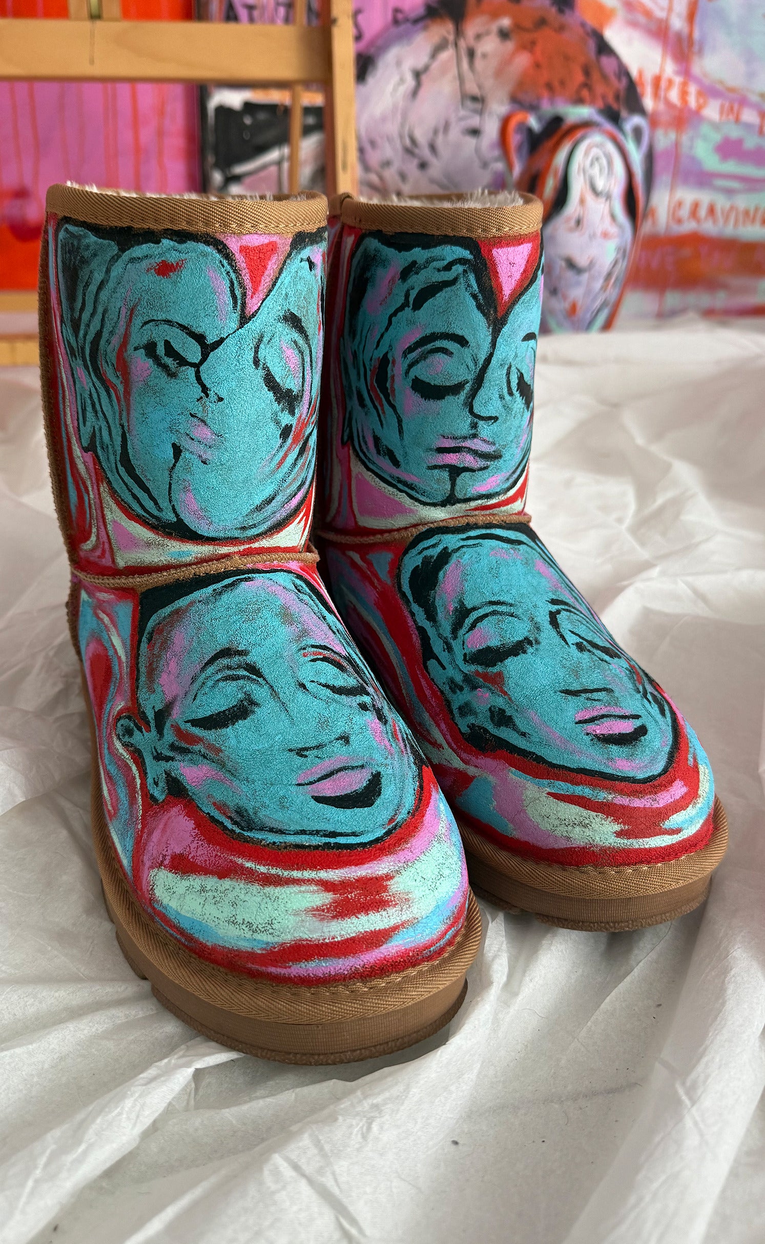 'Kiss Collector' Hand Painted Classic Suede Boot