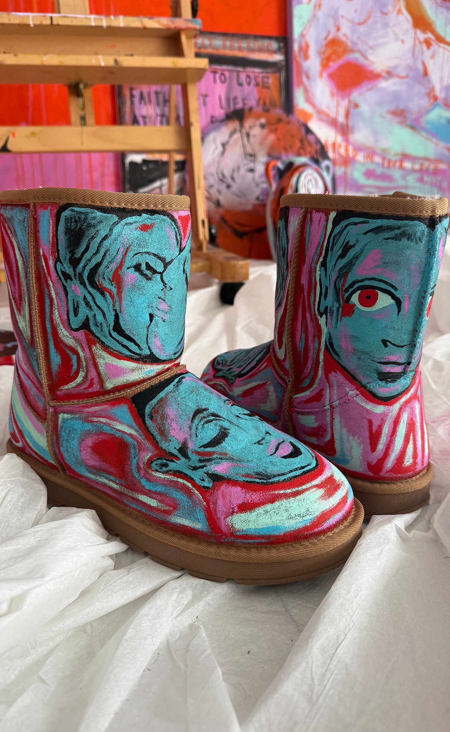 'Kiss Collector' Hand Painted Classic Suede Boot