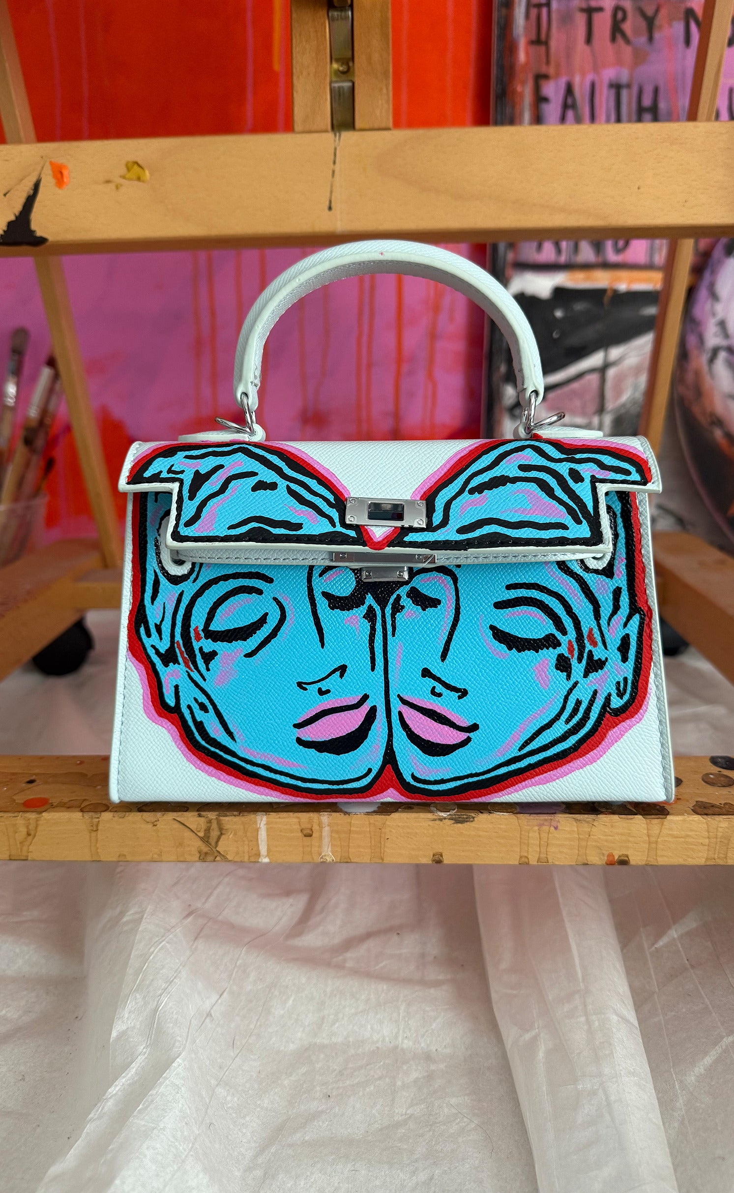 Painted Vegan Leather Tote, 8x4x6 - Patrick Church