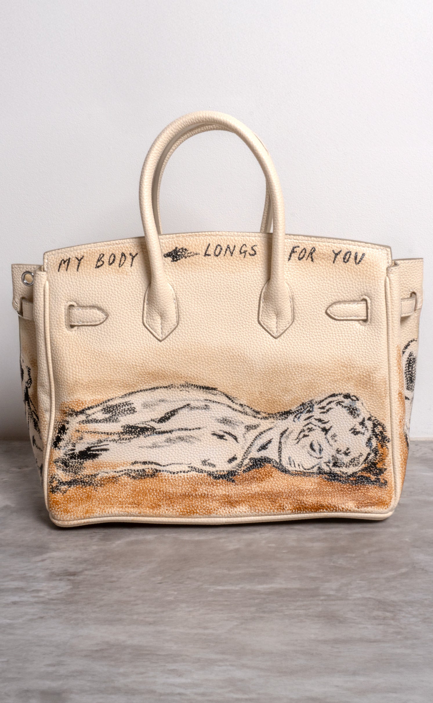 Large Painted Vegan Leather Tote, 12x9x6