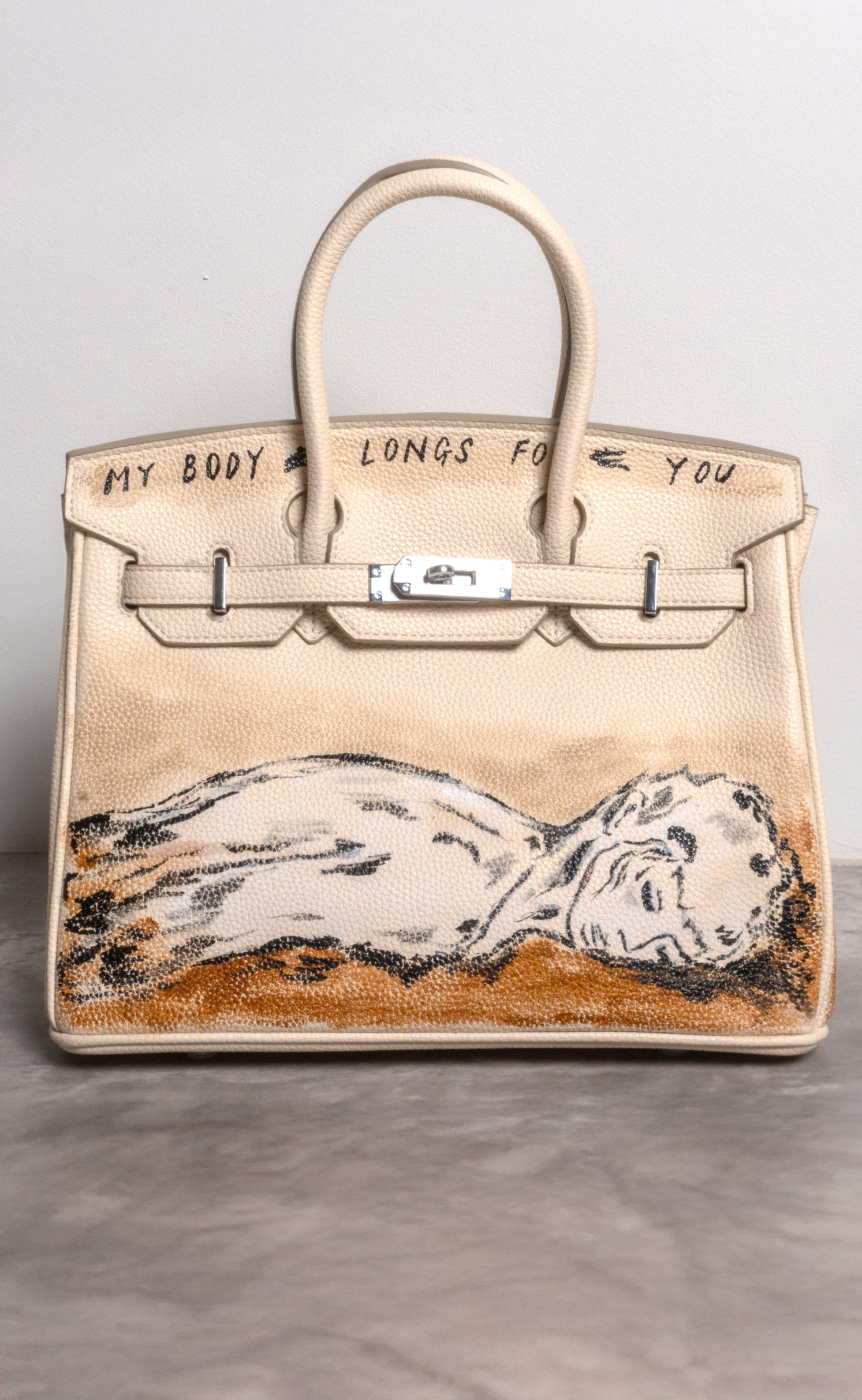 Large Painted Vegan Leather Tote, 12x9x6