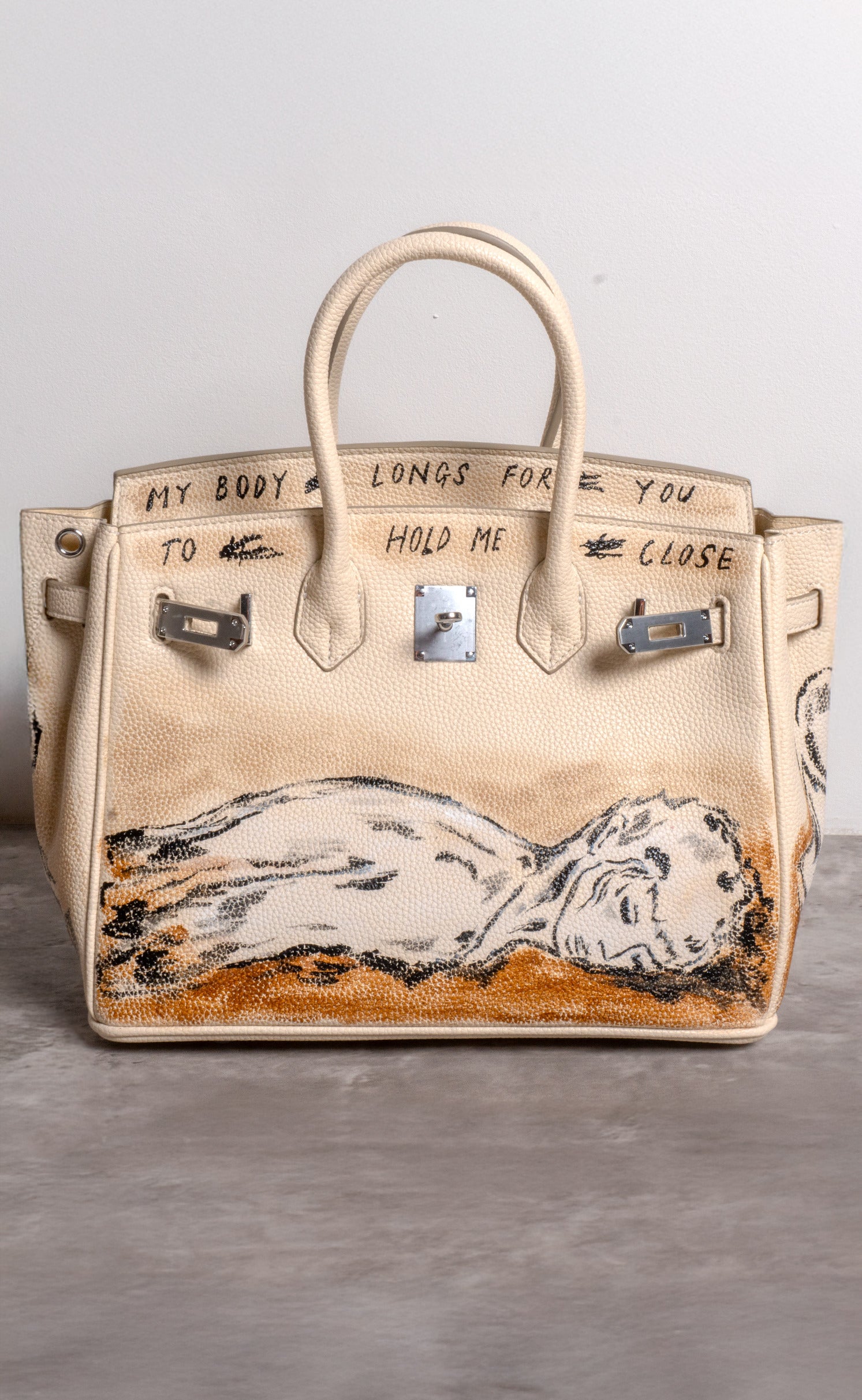 Large Painted Vegan Leather Tote, 12x9x6