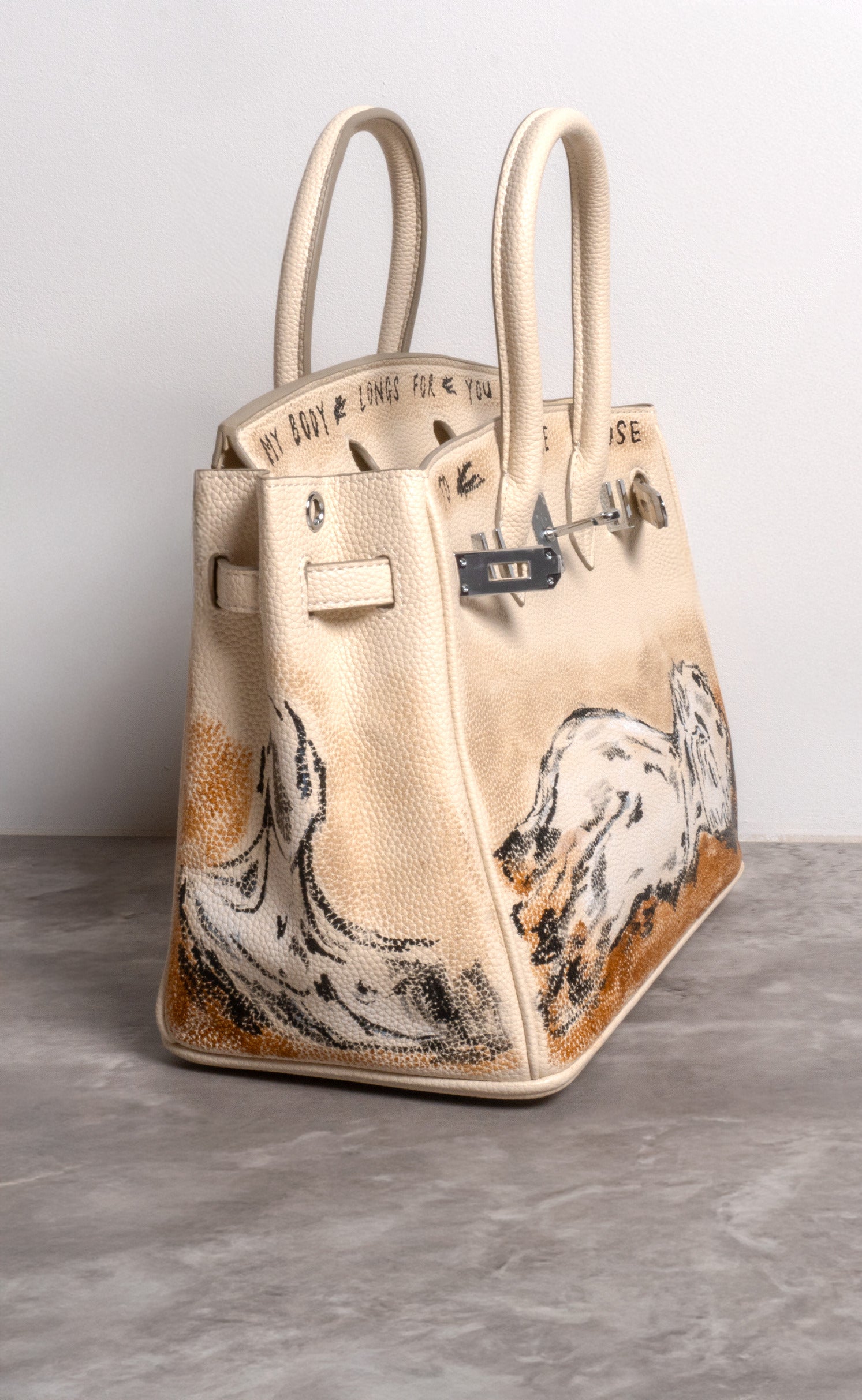 Large Painted Vegan Leather Tote, 12x9x6
