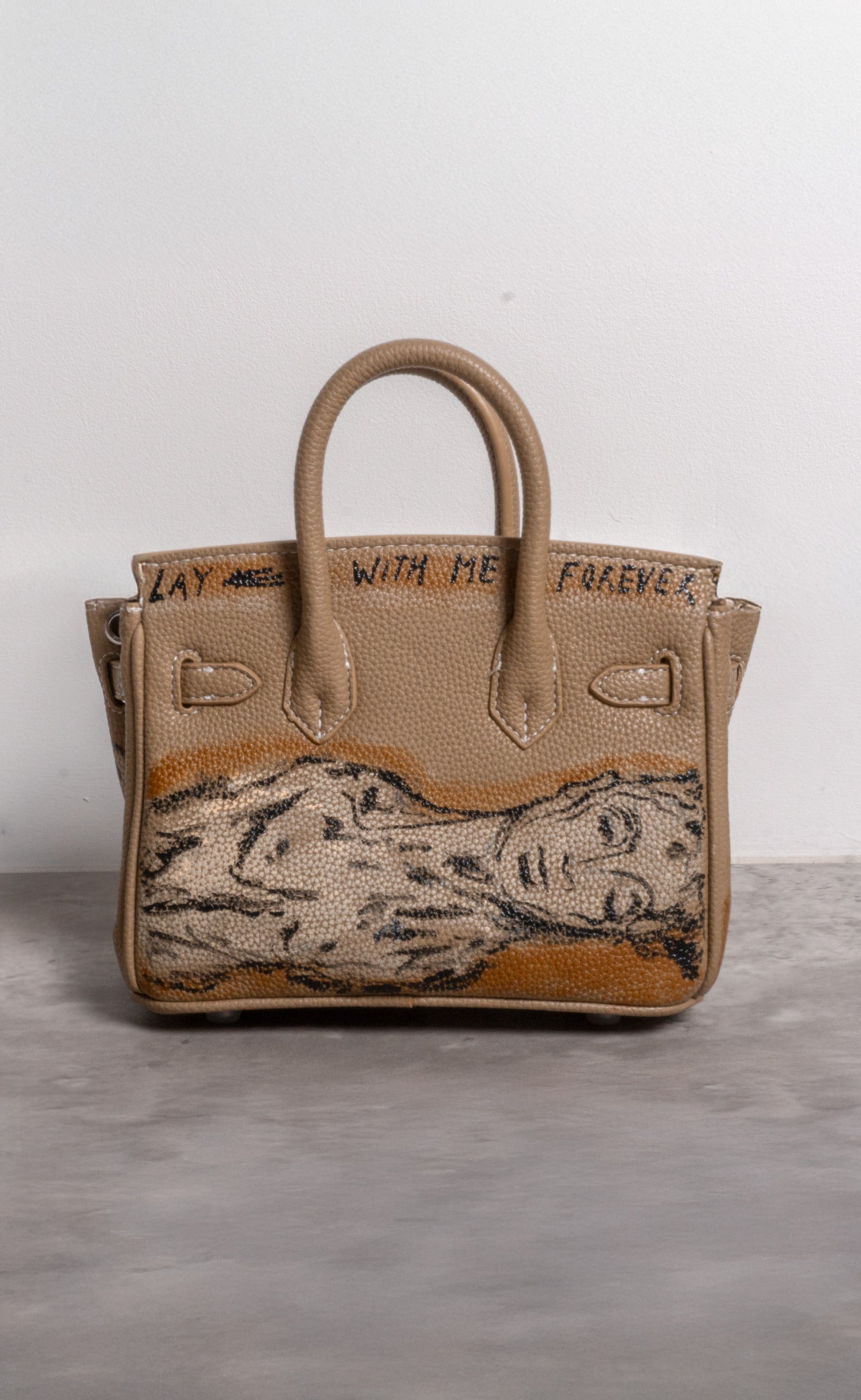 Small Painted Vegan Leather Tote, 8x4x6