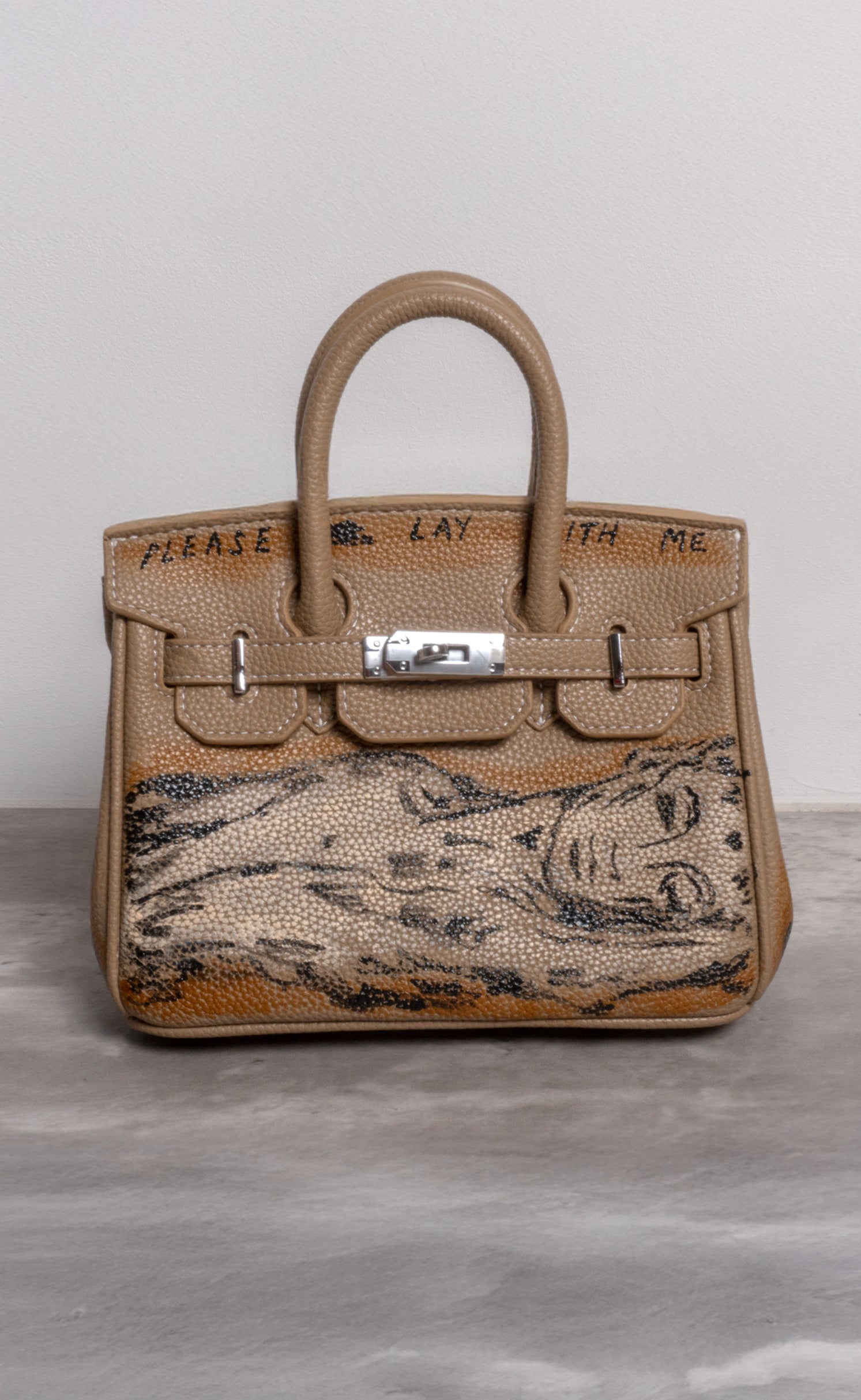 Small Painted Vegan Leather Tote, 8x4x6