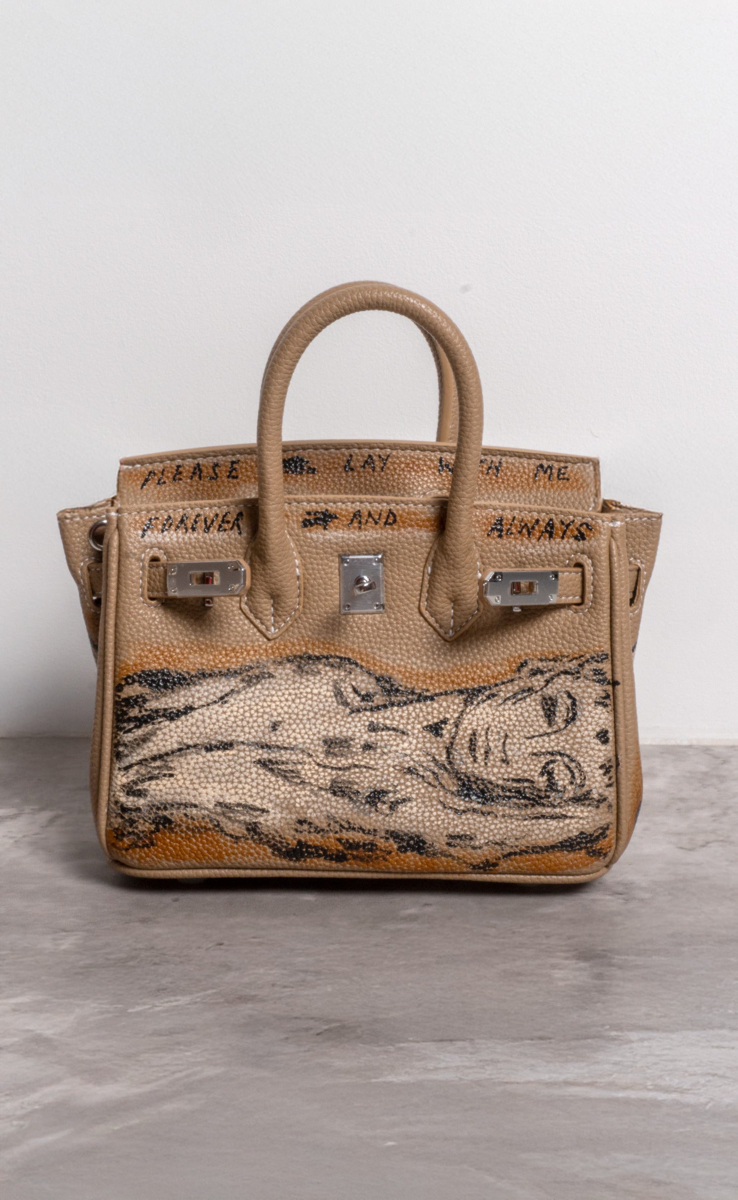 Small Painted Vegan Leather Tote, 8x4x6