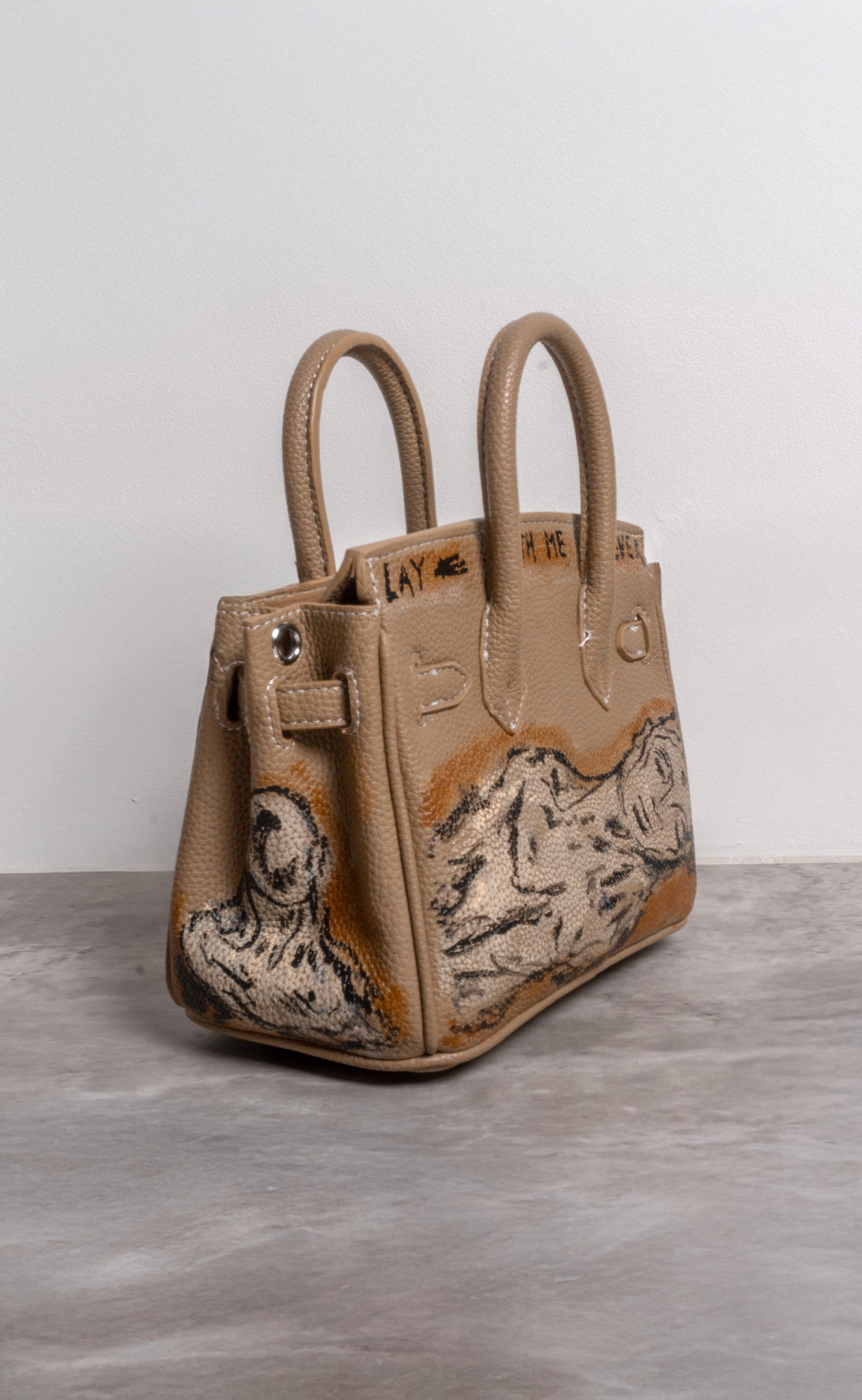 Small Painted Vegan Leather Tote, 8x4x6